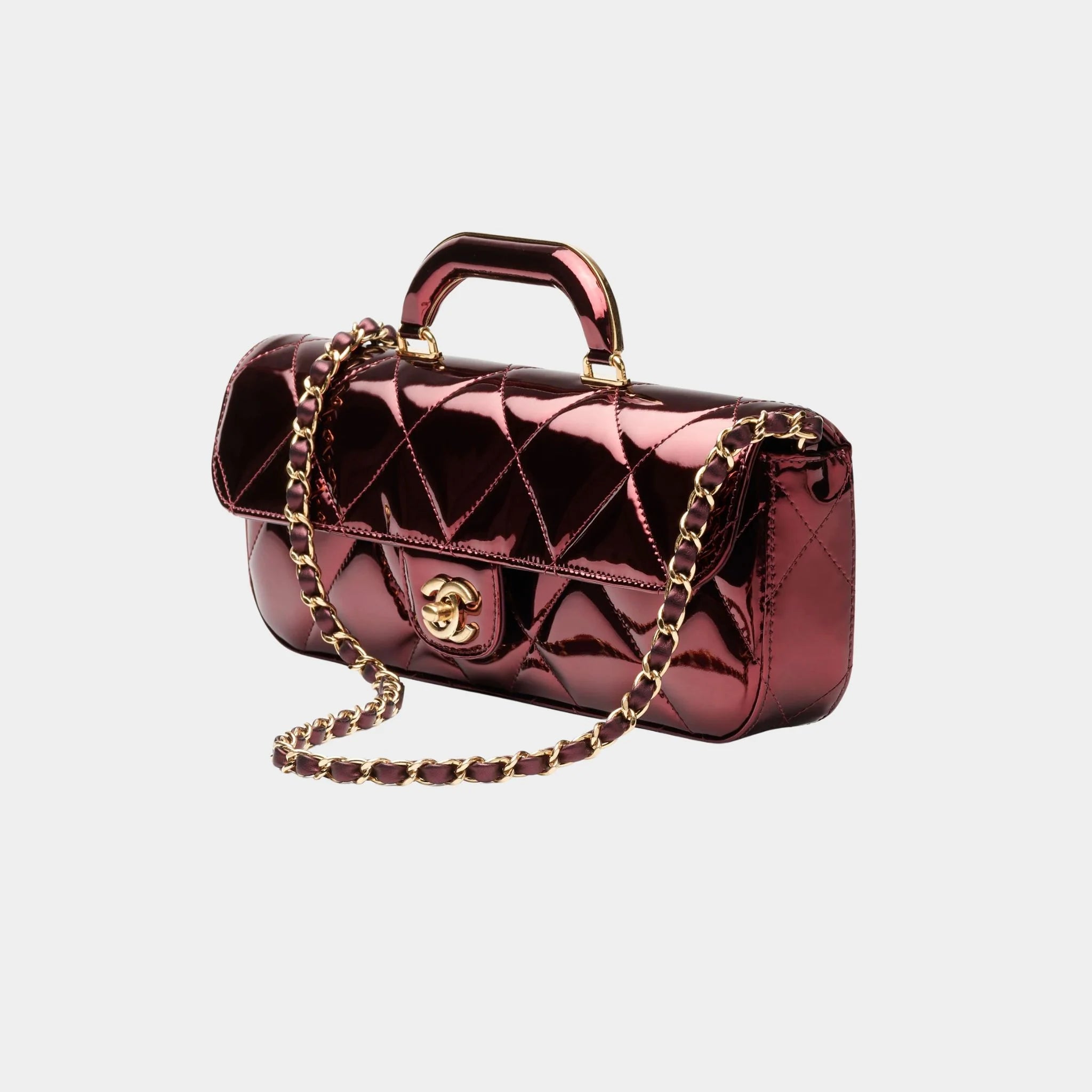 Chanel Small Classic Bag Cotton Tweed & Gold Metal Black