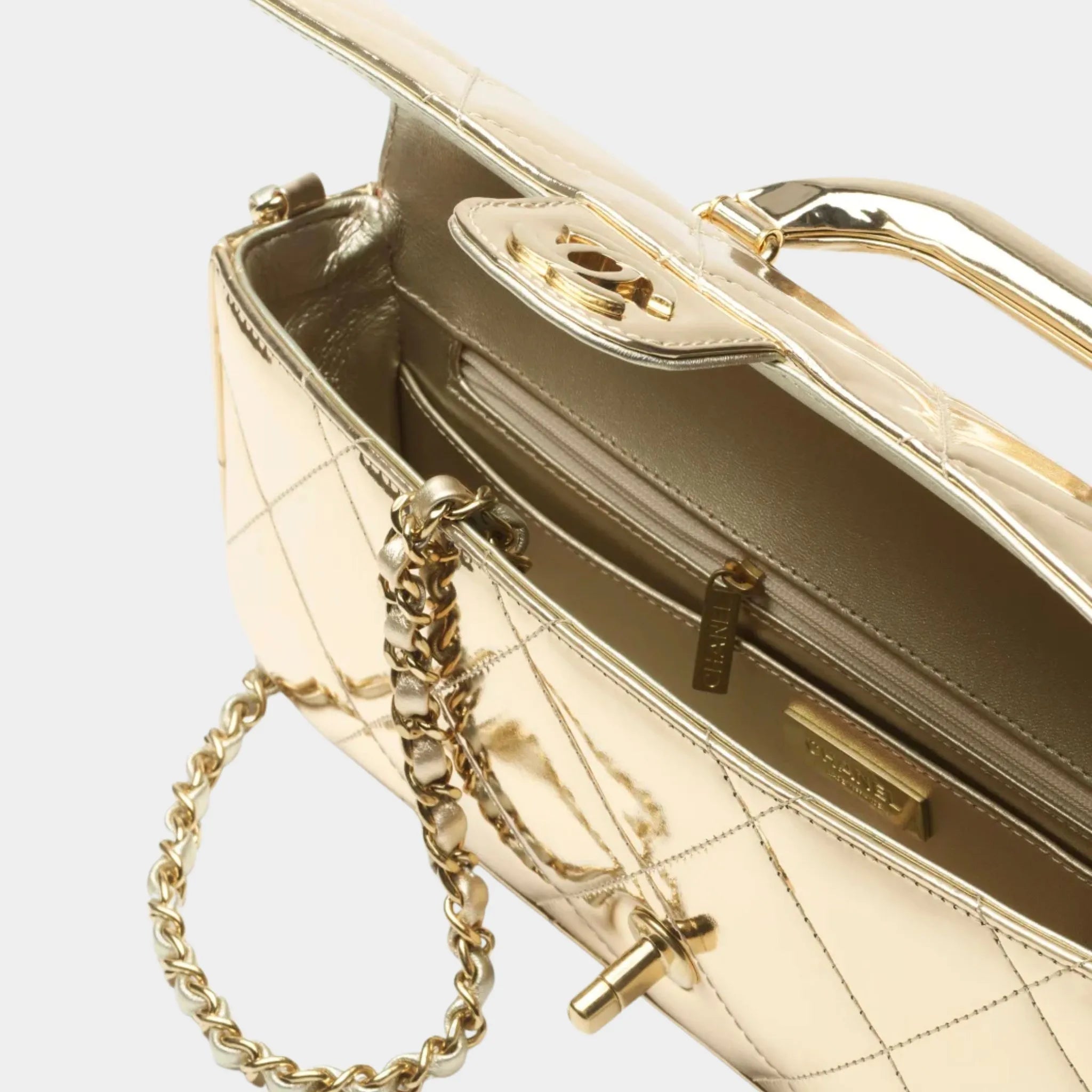 Chanel Small Classic Bag Cotton Tweed & Gold Metal Black, Gold