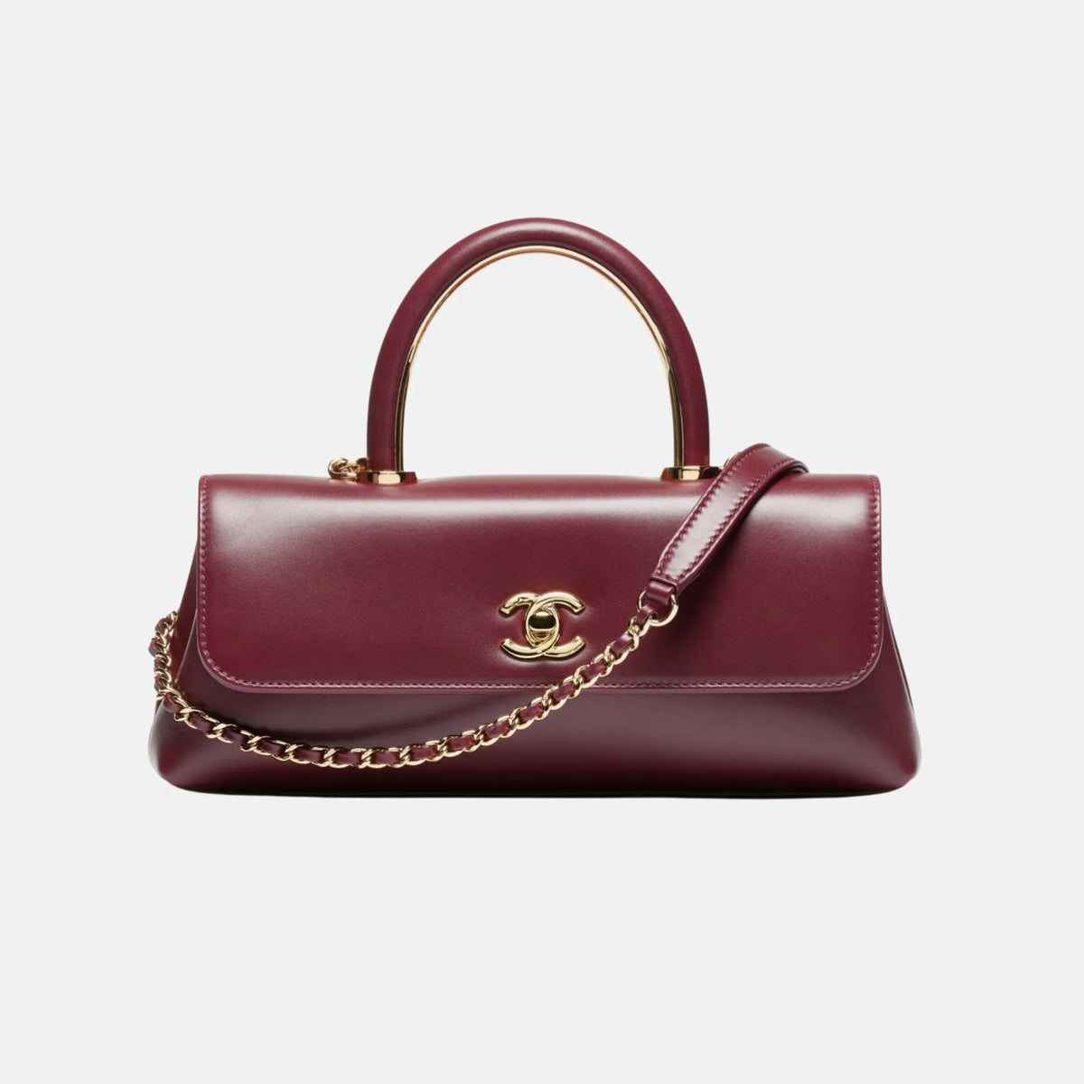 Chanel Large Flap Bag With Top Handle in Dark Burgundy
