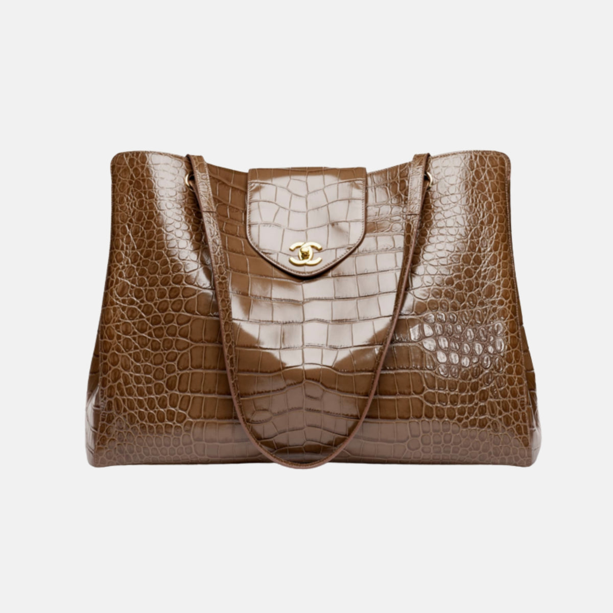 Chanel Large Tote Crocodile Embossed Calfskin in Brown
