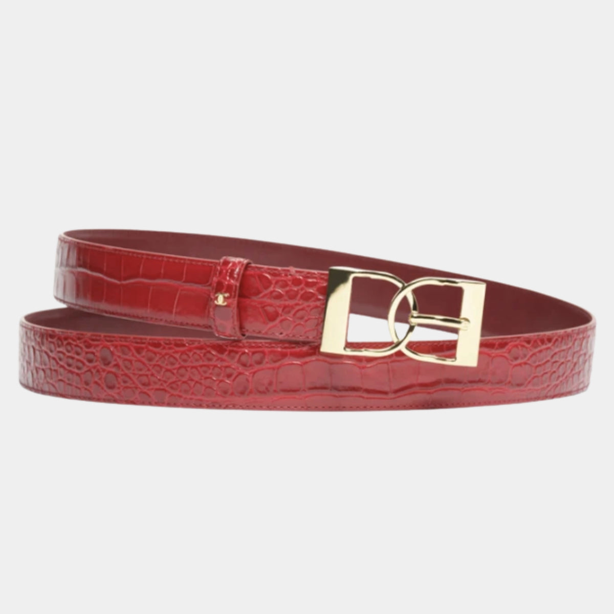 Leather Belt Crocodile Embossed Calfskin & Metal