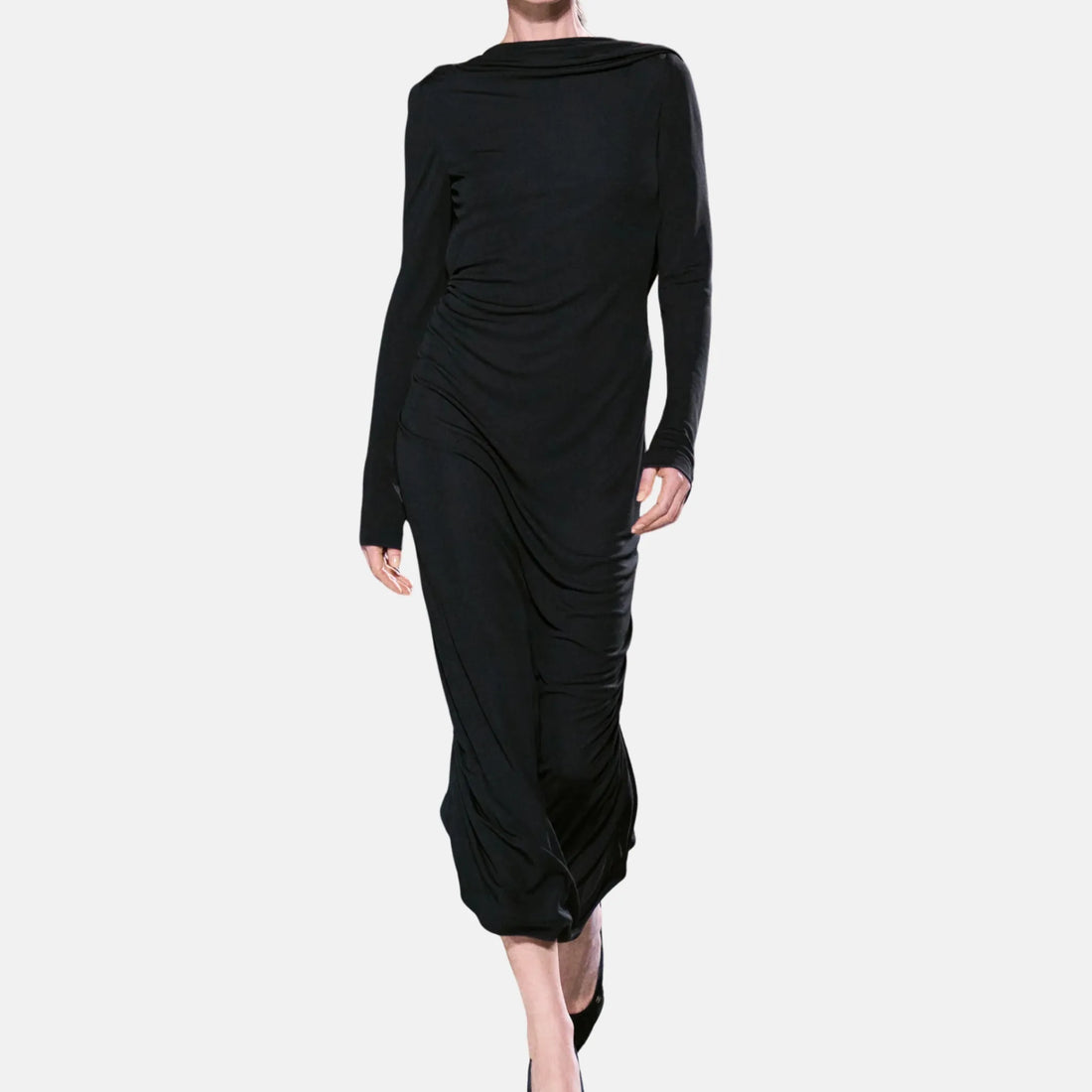 Chanel Long Black Dress in Mixed Fibres