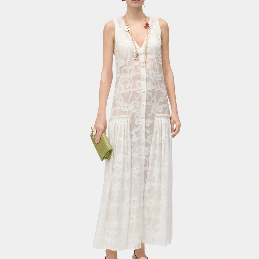 Chanel Long Dress Silk & Cotton White
