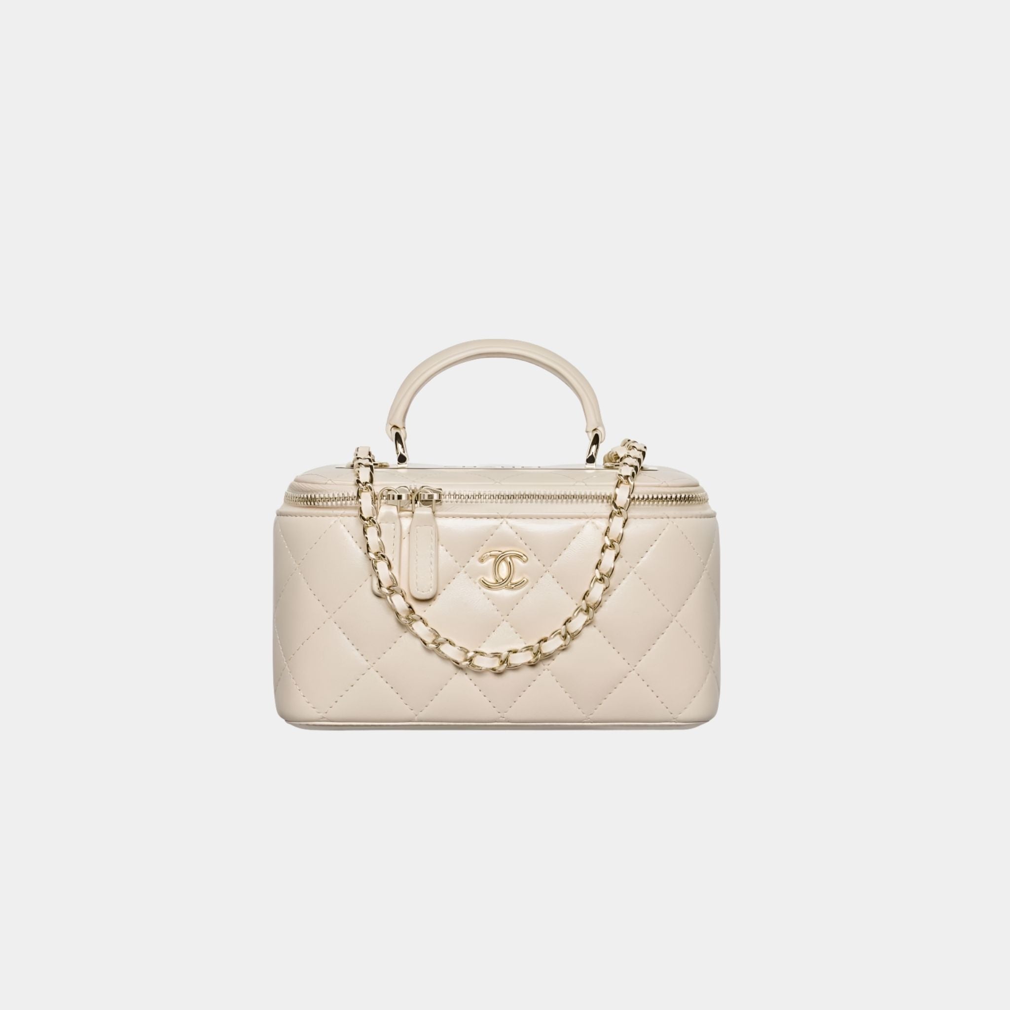 Chanel Long Vanity With Chain in Lambskin, Beige