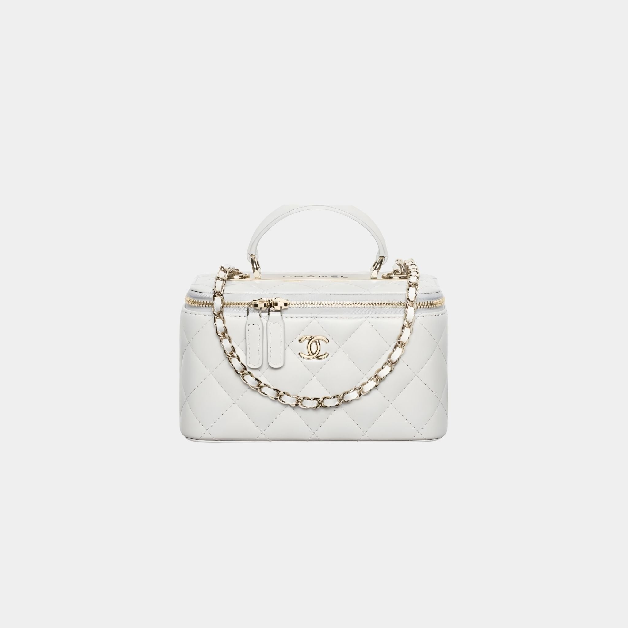 Chanel Long Vanity With Chain in Lambskin, Light Grey