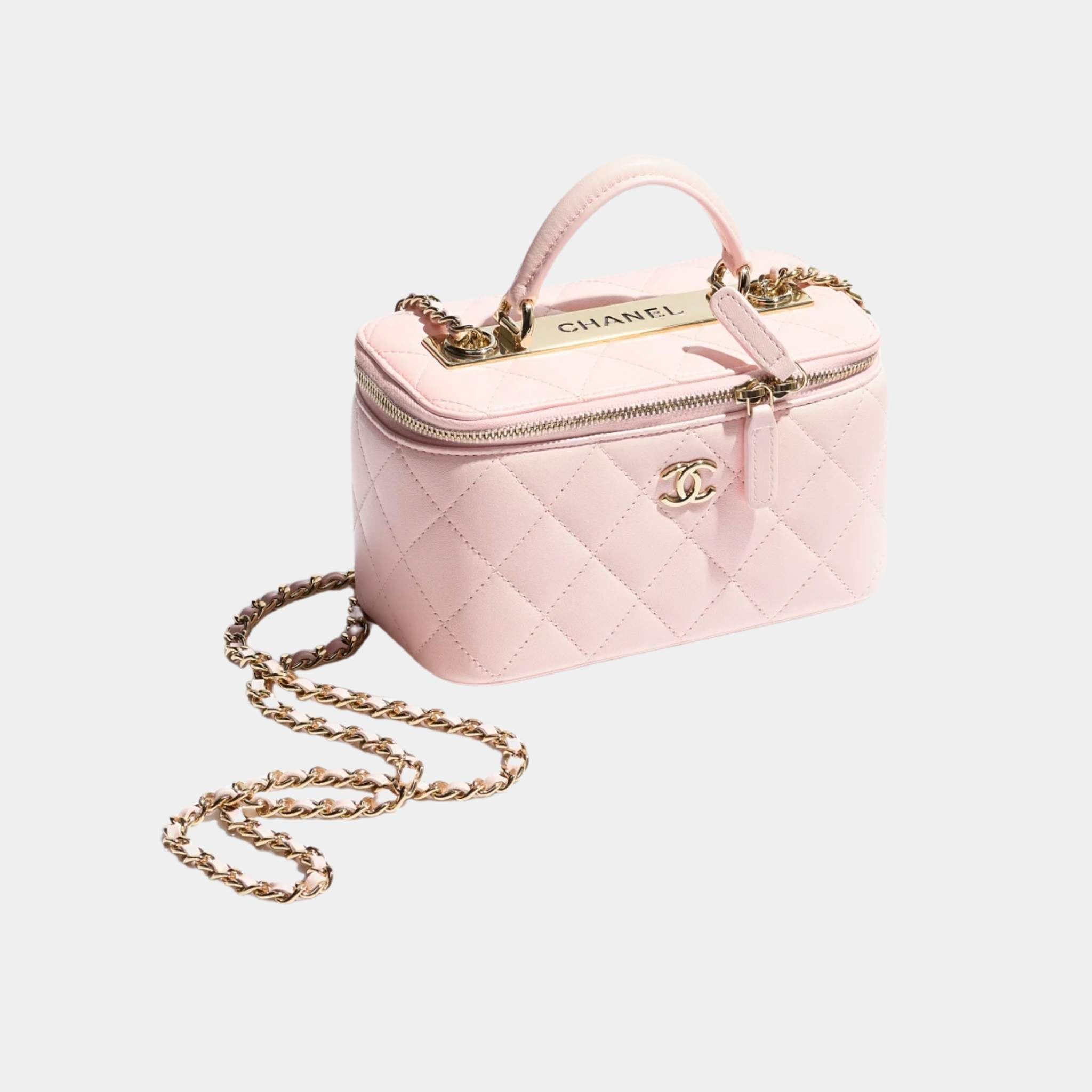 Chanel Long Vanity with Chain Lambskin Light Pink, Front