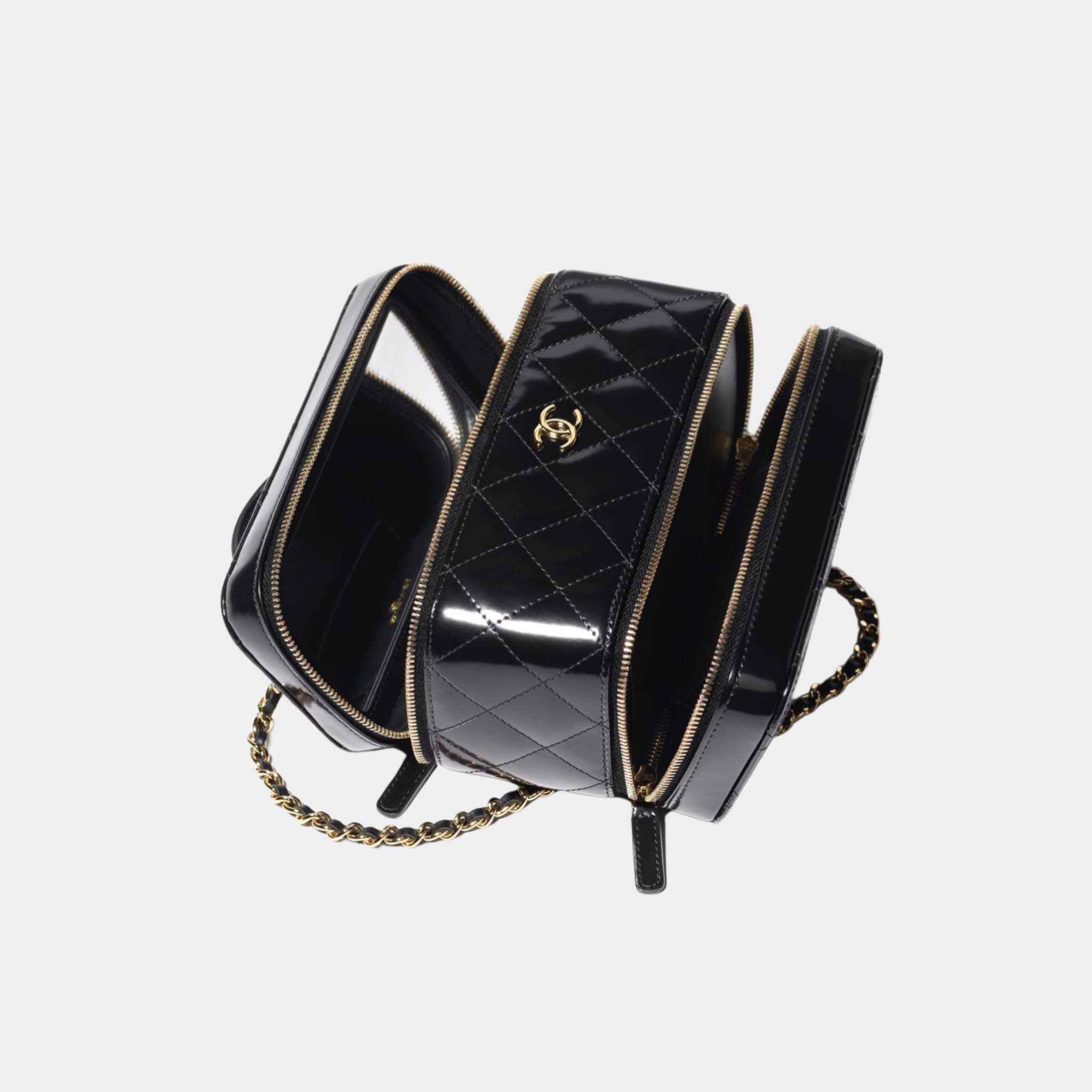 Chanel Long Vanity with Chain in Shiny Calfskin, Top View