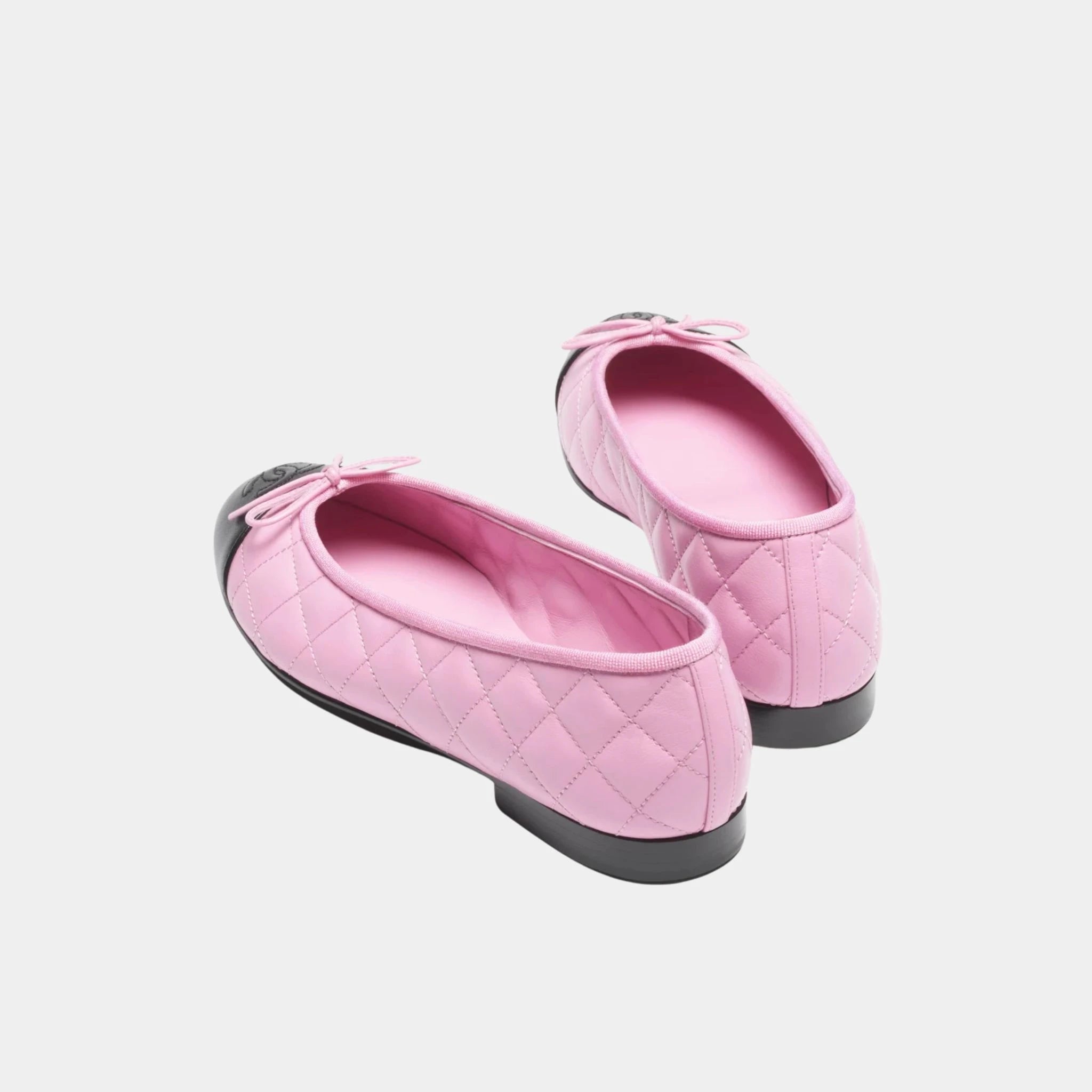 Chanel Ballerinas in Lambskin, Pink, Black, Back