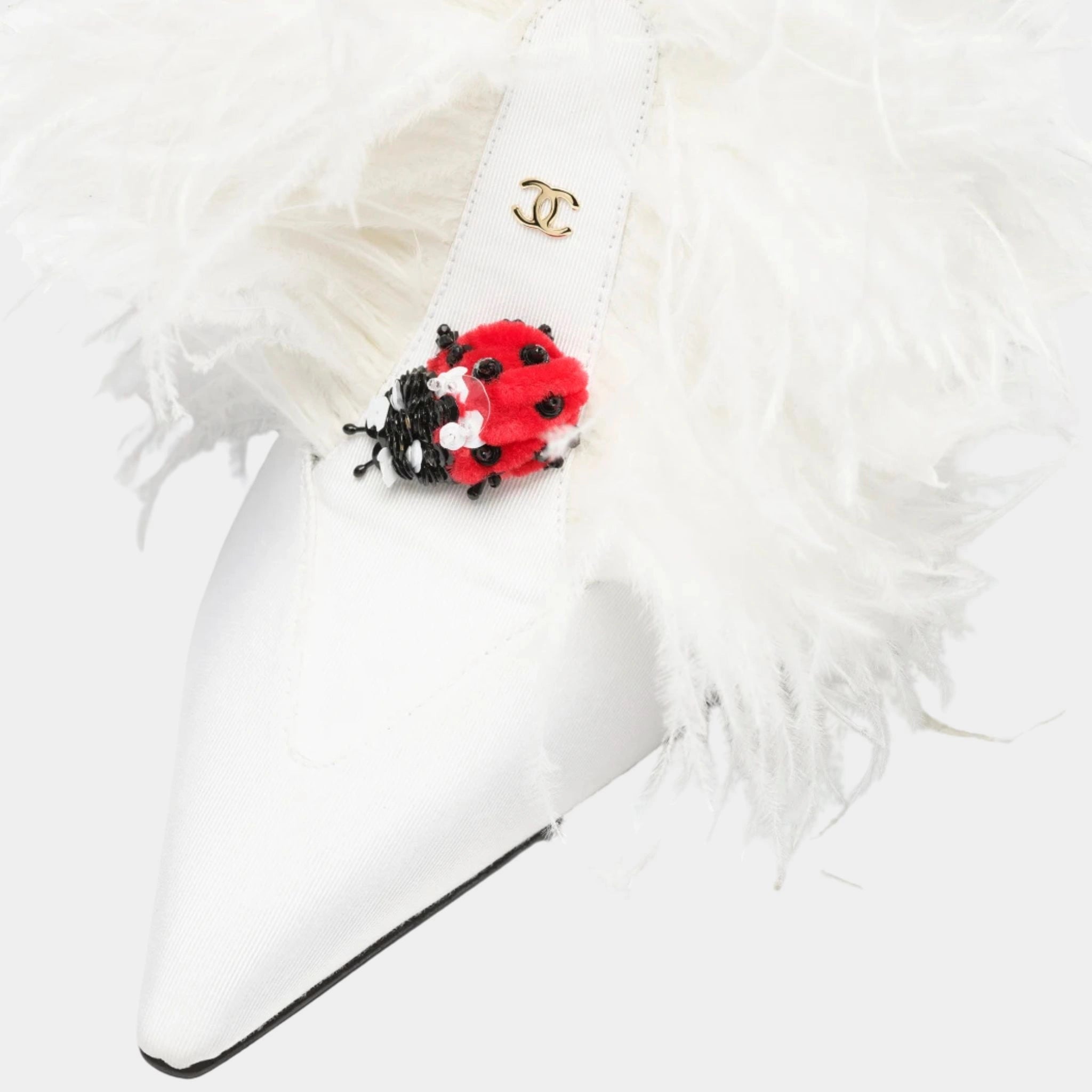 Chanel Mary Janes Grosgrain & Feathers