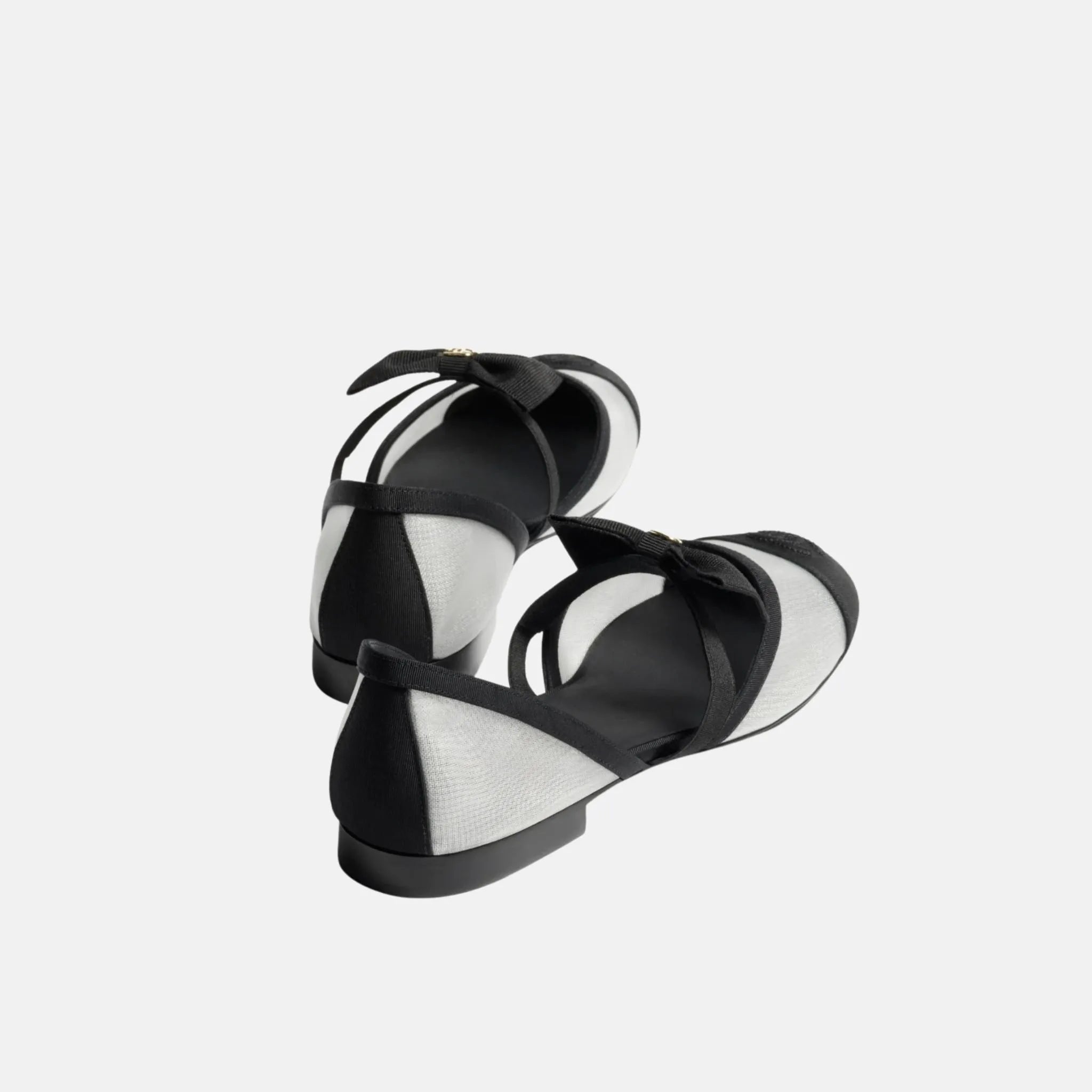 Chanel Mary Janes in Mesh and Grosgrain, White, Back