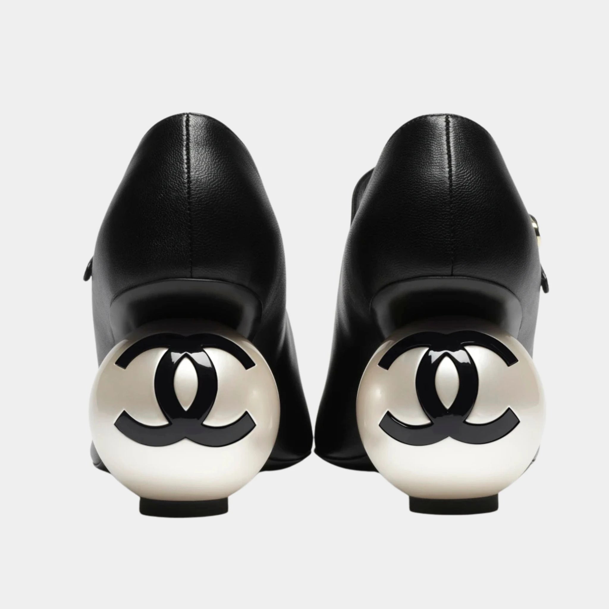 Chanel Mary Janes Lambskin Patent Calfskin & Imitation Pearls Black, Black, Back