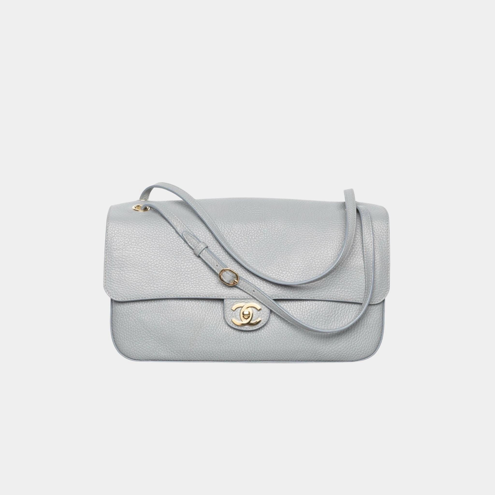 Maxi Flap Bag Grained Calfskin & Gold-Tone Metal