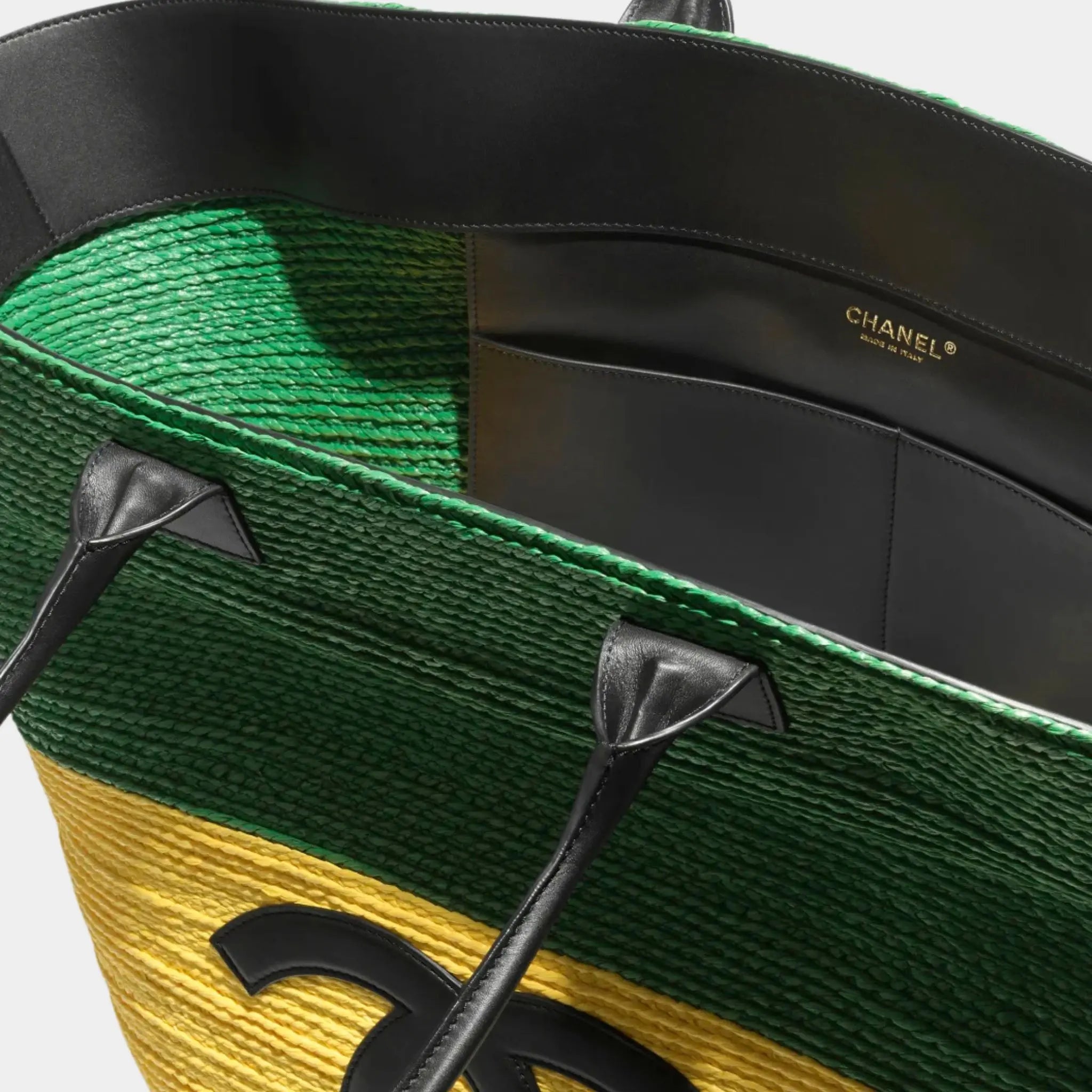 Maxi Tote Bag Braided Raffia & Calfskin