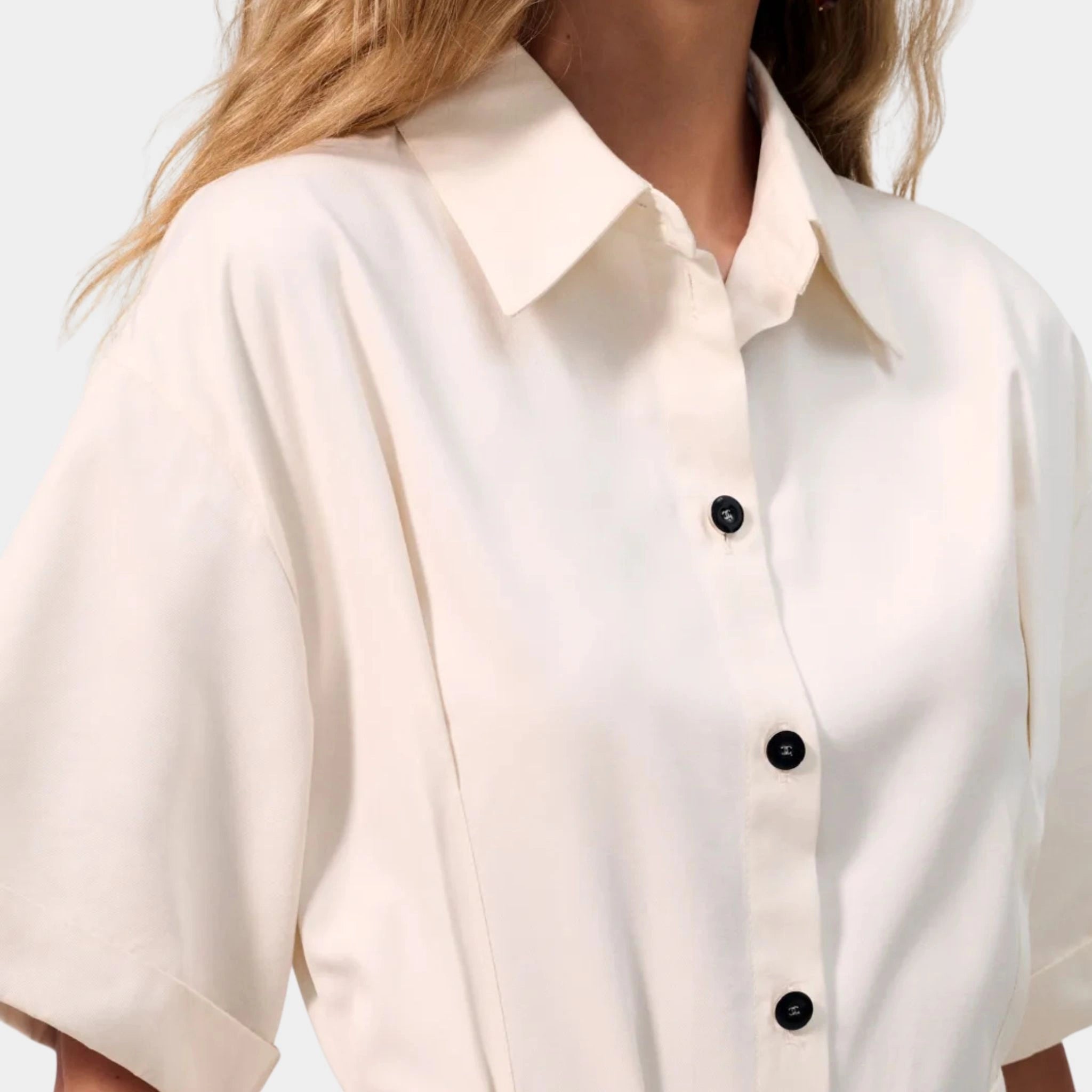 Chanel Midi Dress Cotton & Silk Ecru closeup