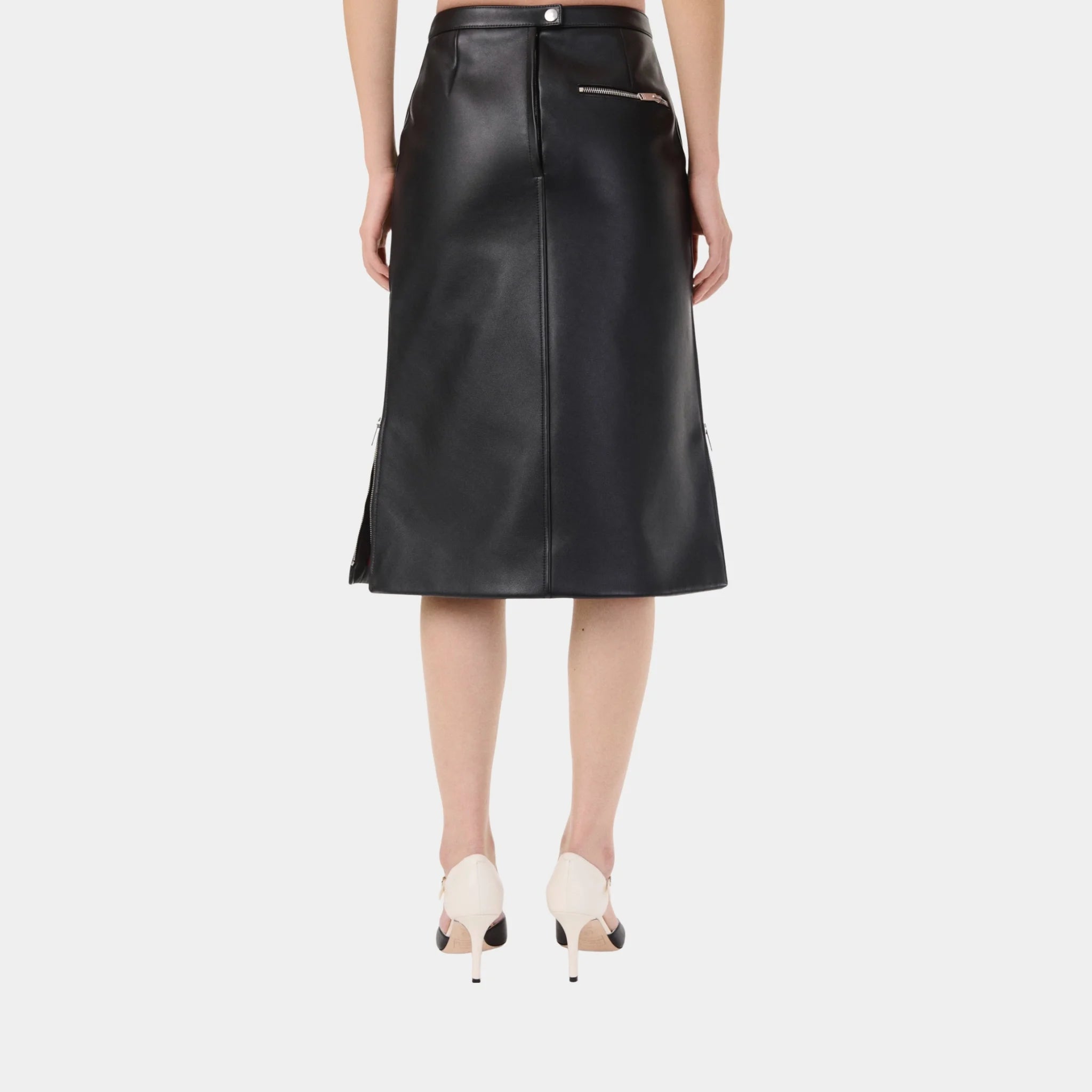 Chanel Midi Skirt Calfskin in Black, Back