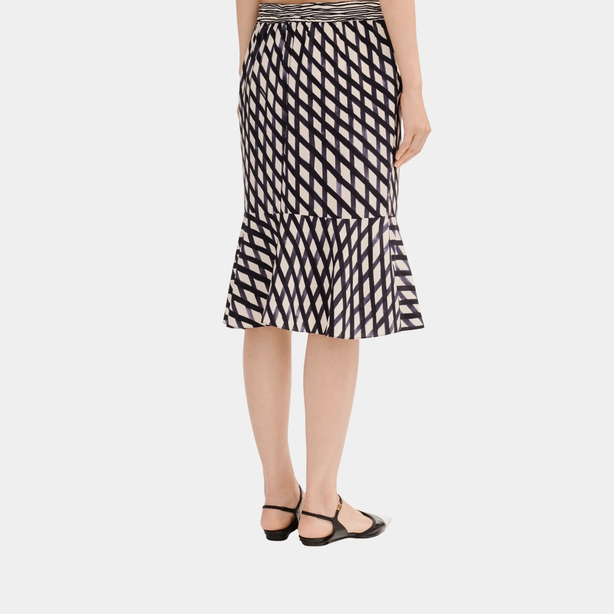Chanel Midi Skirt in Printed Crepe de Chine, Back