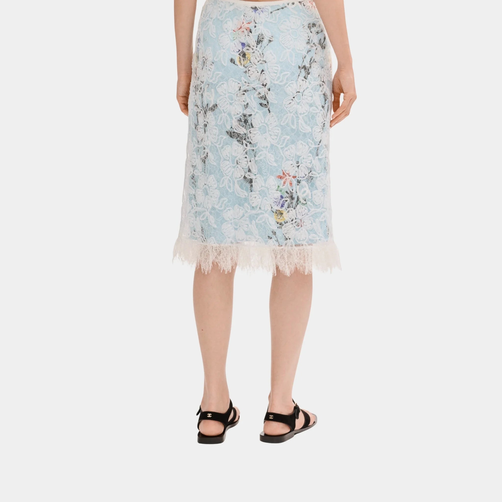 Chanel Midi Skirt in White Lace, Back