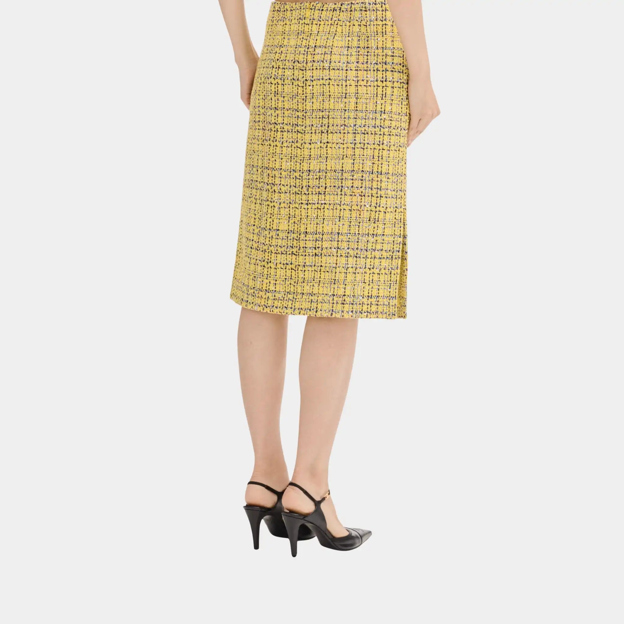 Chanel Midi Skirt in Yellow Cotton Tweed, Back