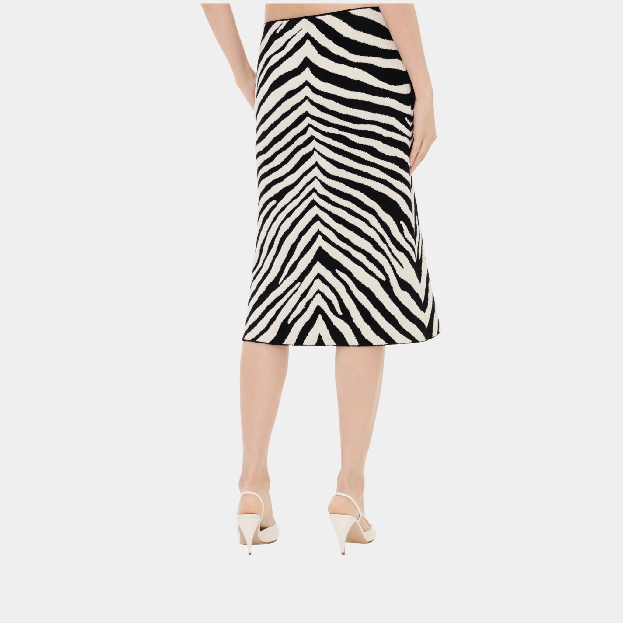 Chanel Midi Skirt Silk & Mixed Fibres in White & Black, Back