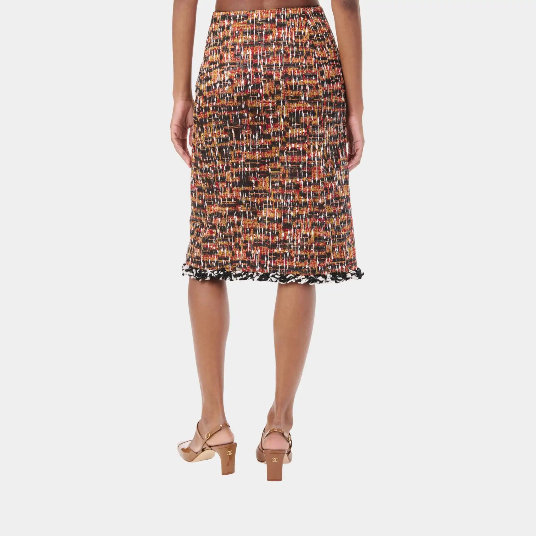 Chanel Midi Skirt Tweed in Black & Multicolour, Back