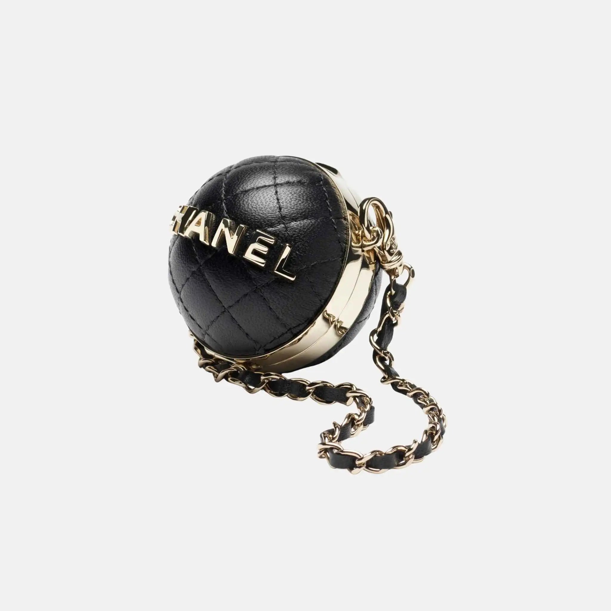 Chanel Mini Bag Charm, Black, Front
