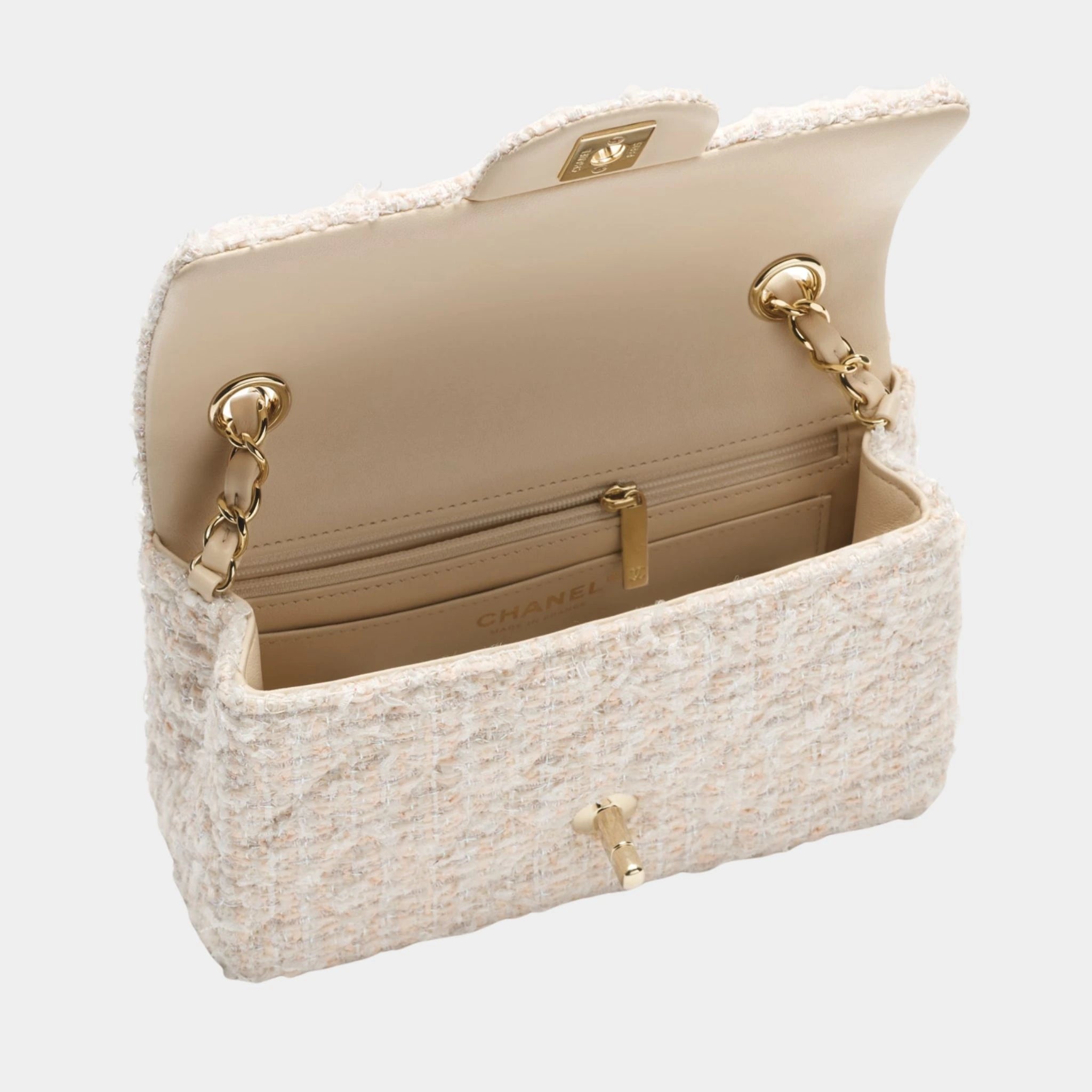 Mini Classic Handbag Tweed & Fabrics With Gold Metal