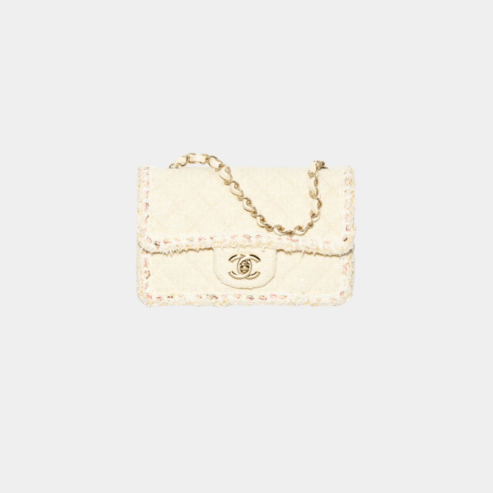 Mini Classic Handbag Tweed & Fabrics With Gold Metal