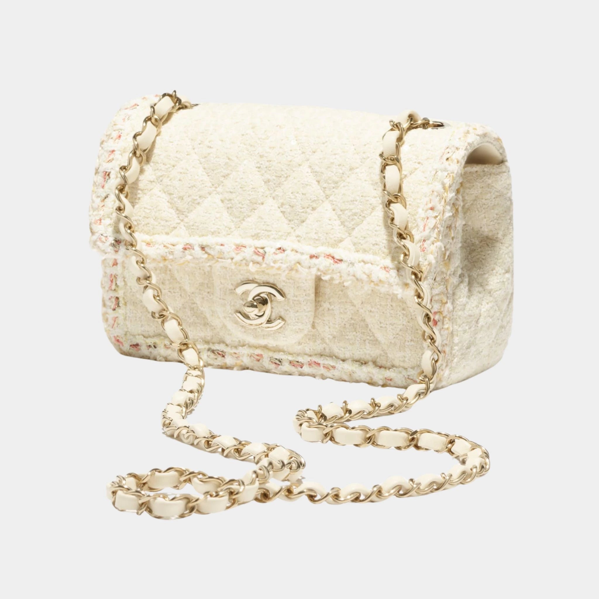 Mini Classic Handbag Tweed & Fabrics With Gold Metal