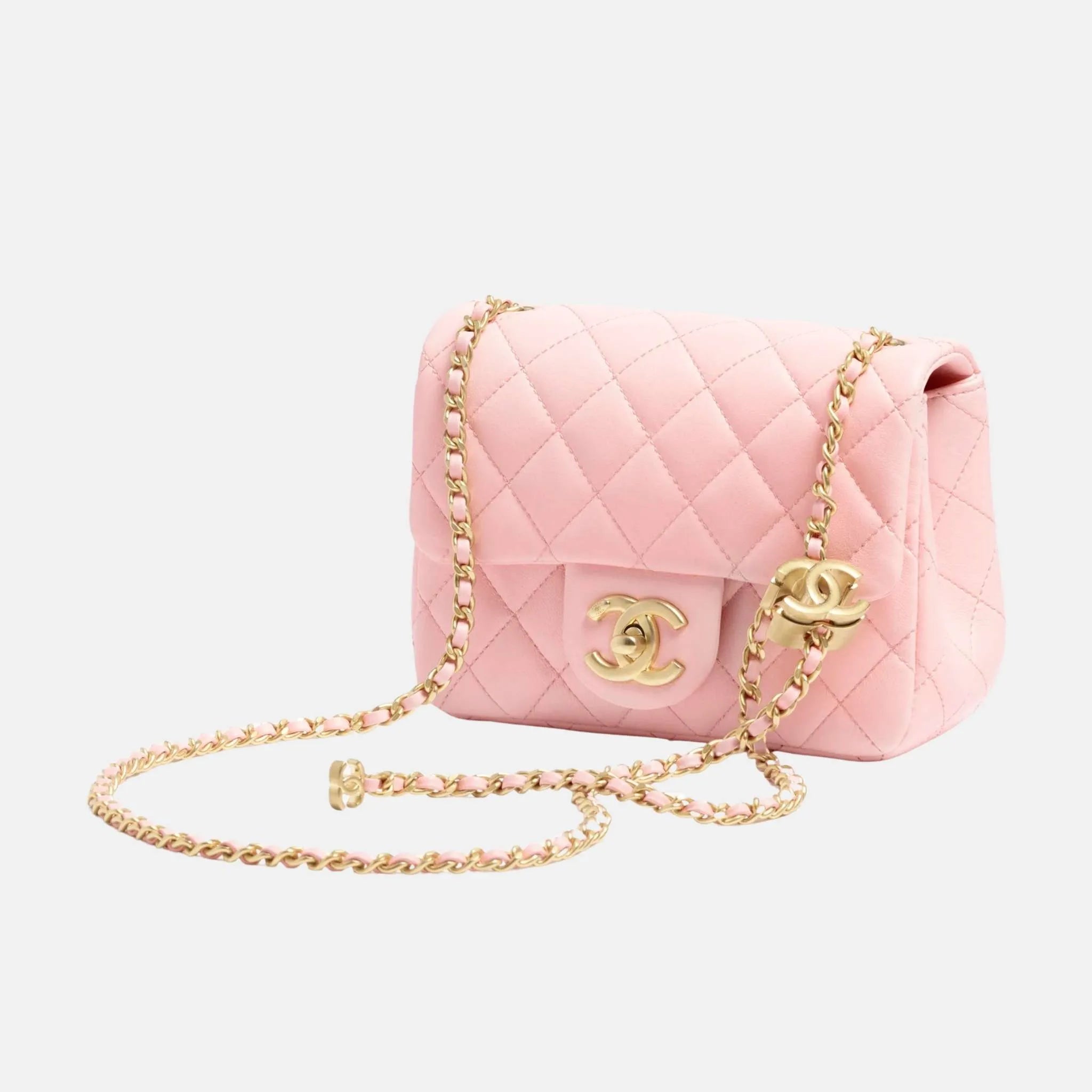 Chanel Mini Flap Bag in Shiny Lambskin and Gold Metal, Front