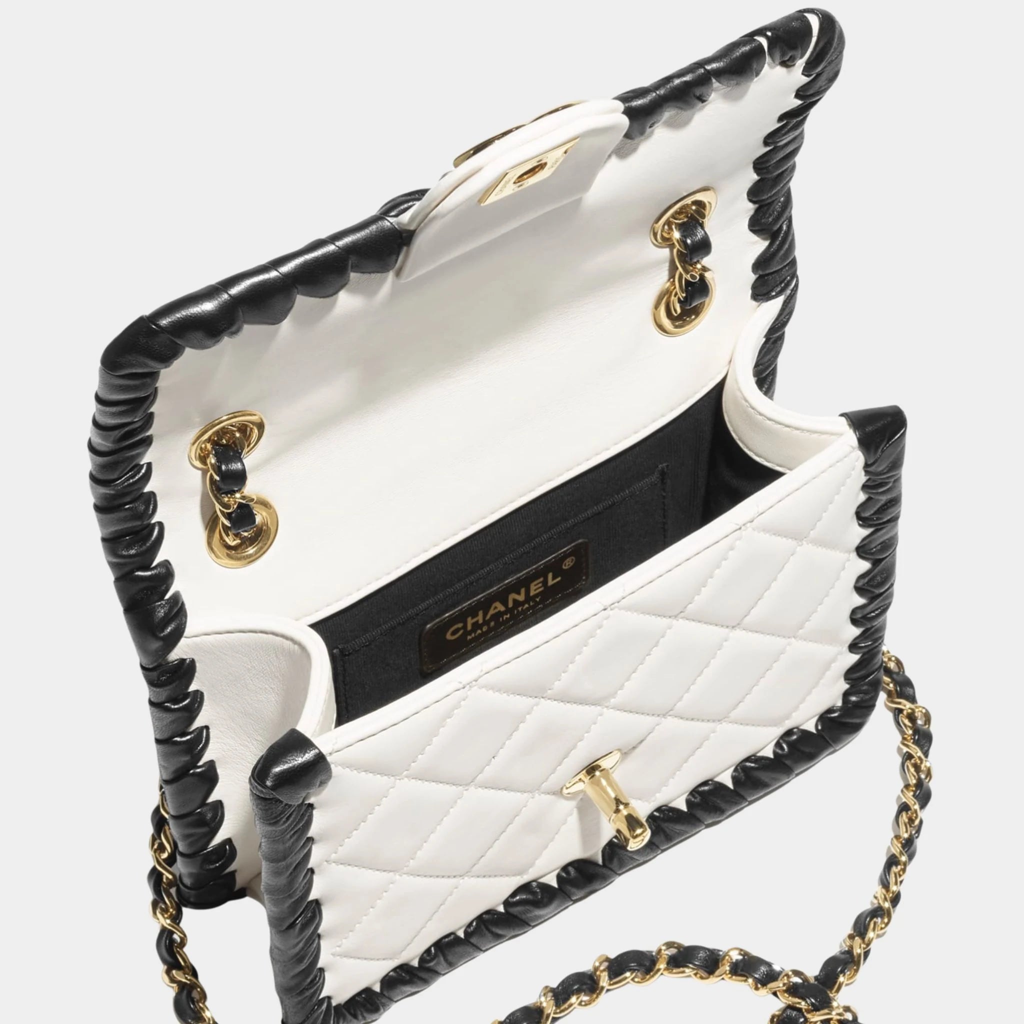 Chanel Flap Bag Lambskin Braided Calfskin & Gold Tone Metal, Top
