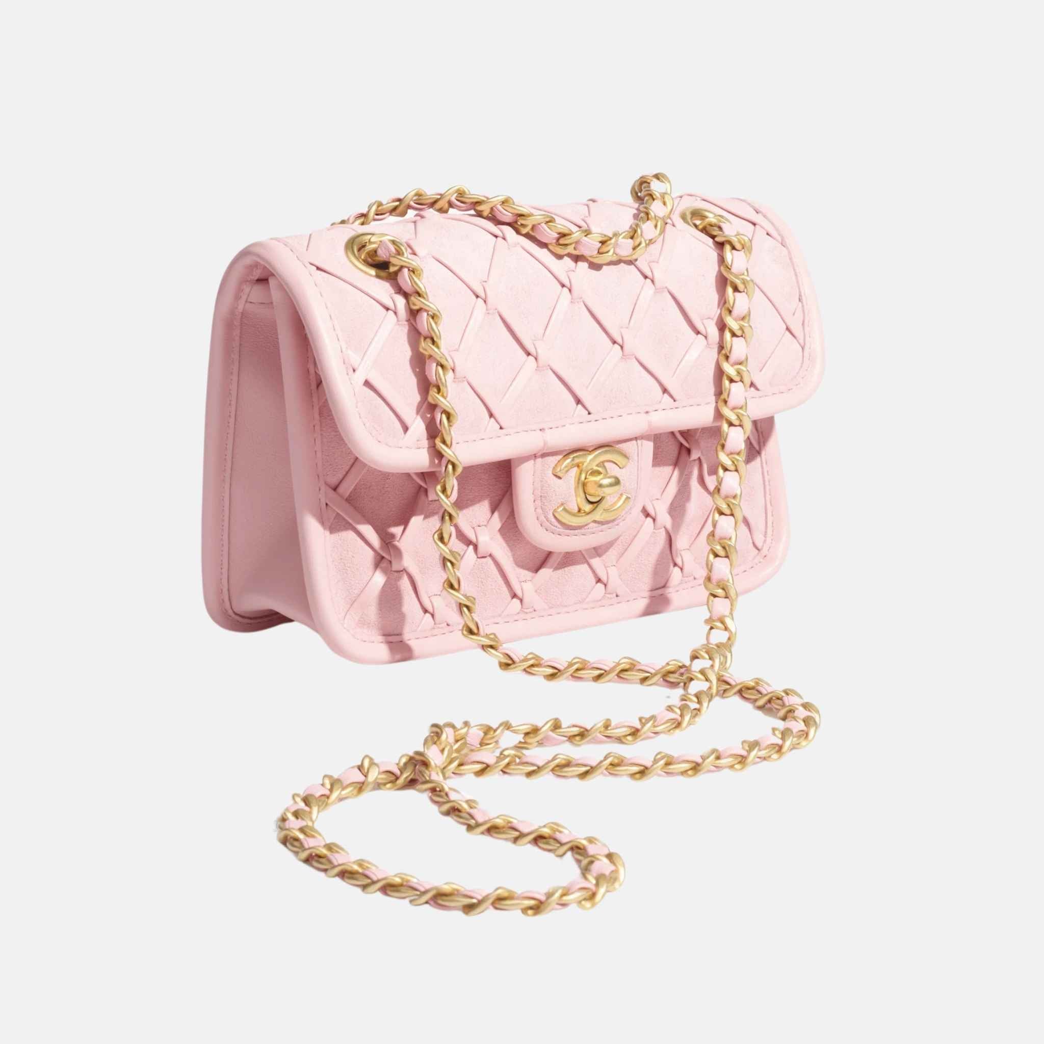 Chanel Mini Flap Bag In Suede And Braided Calfskin, Front