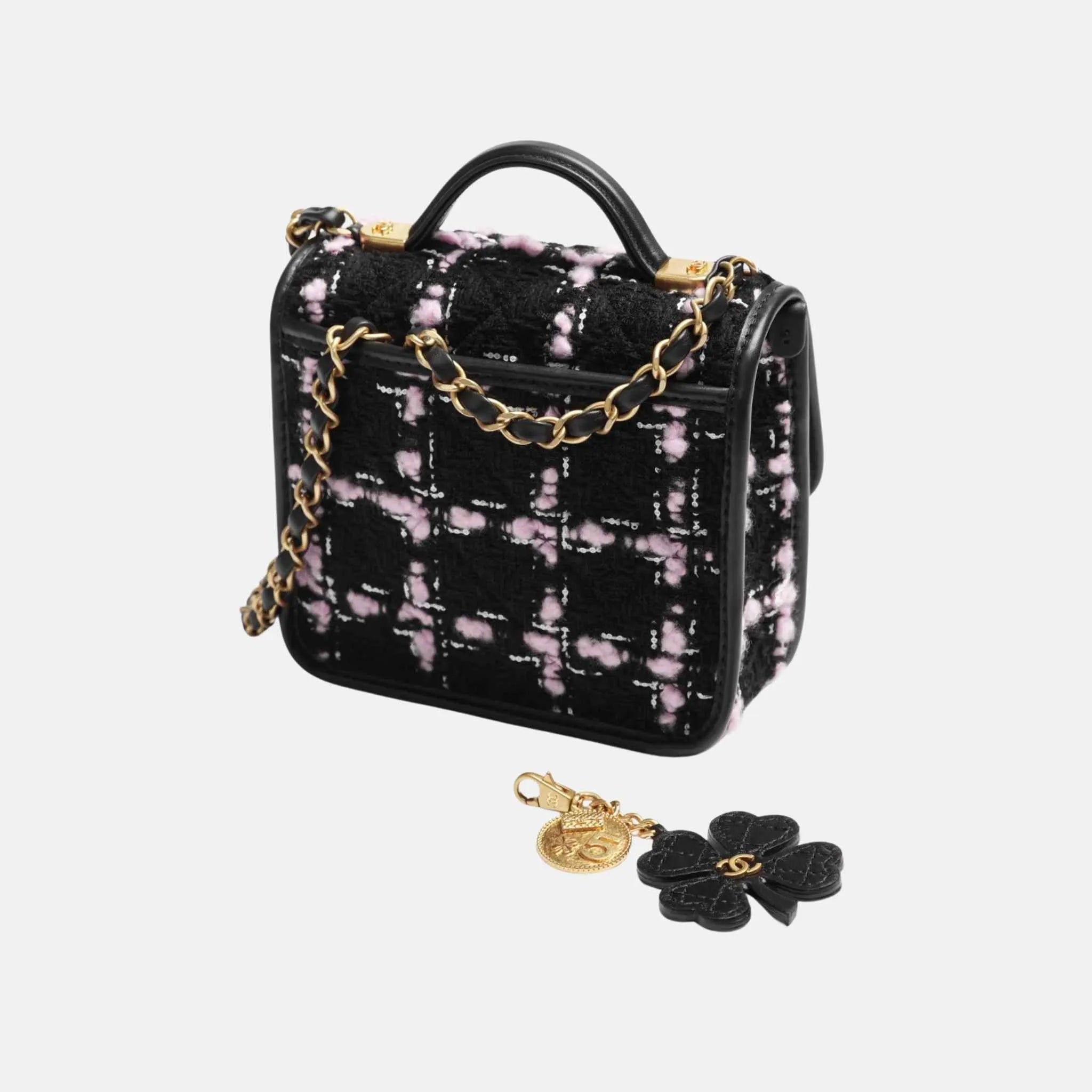 Chanel Mini Flap Bag with Handle in Wool Tweed and Calfskin, Back