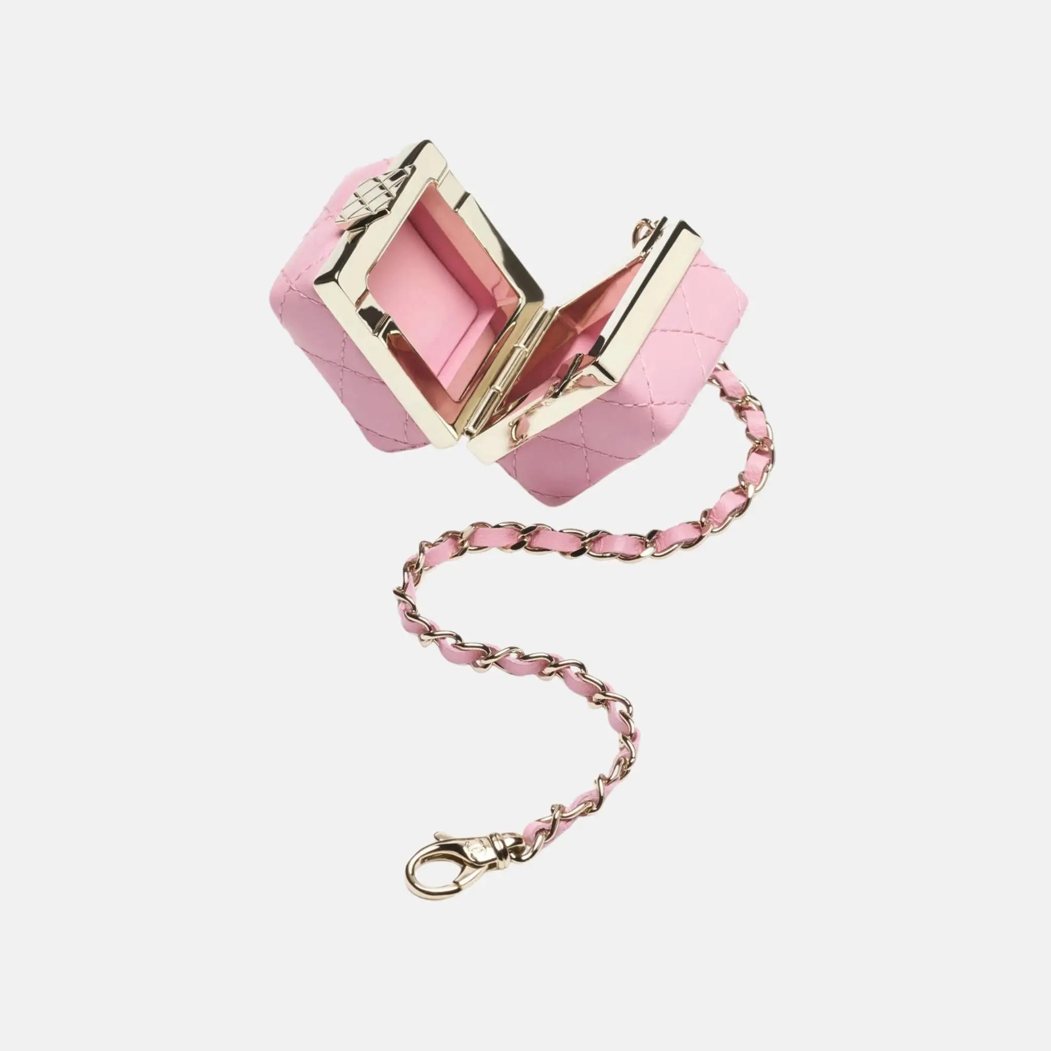 Chanel Mini Lambskin Bag Charm, Pink, Inside