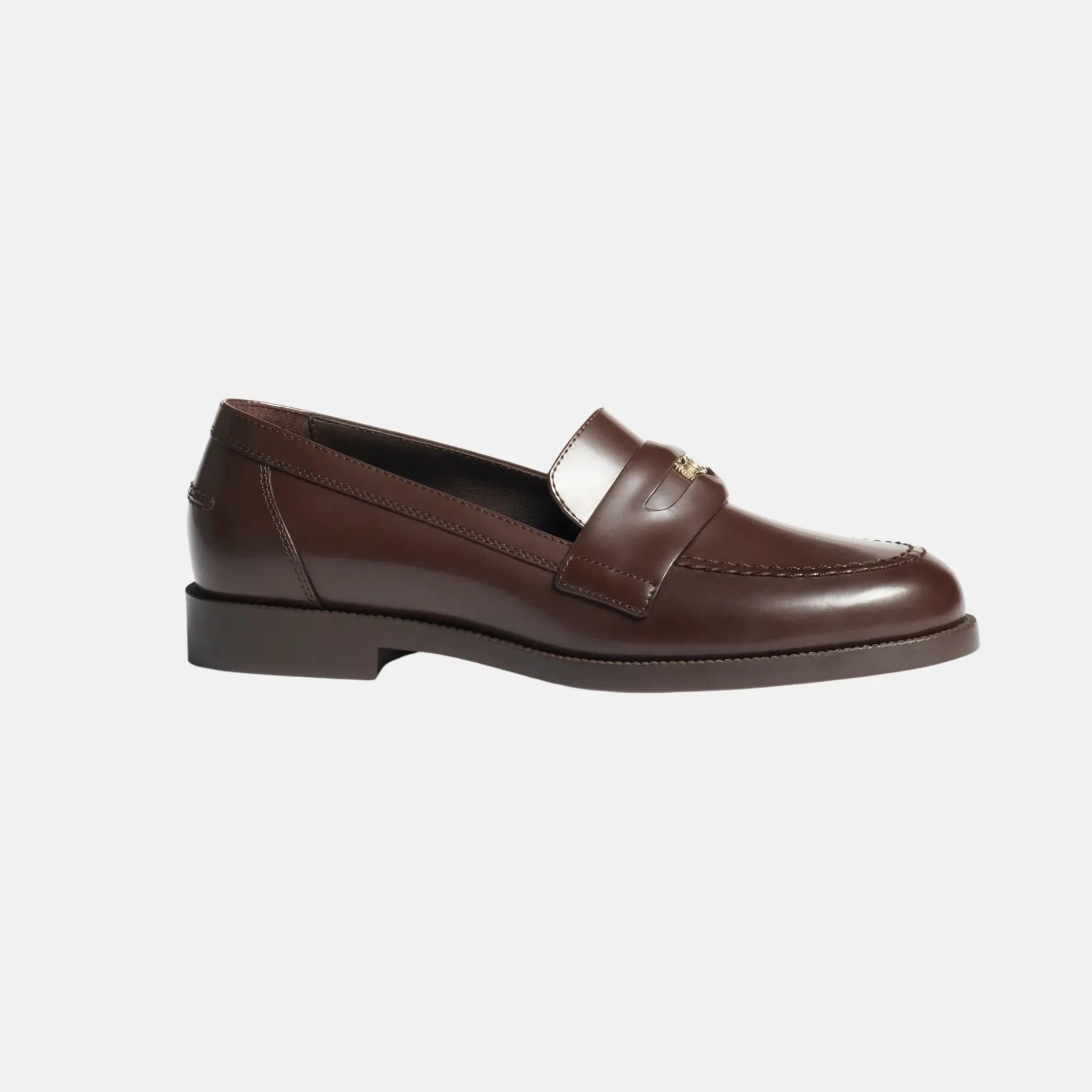Chanel Moccasins in Calfskin, Dark Brown, Side
