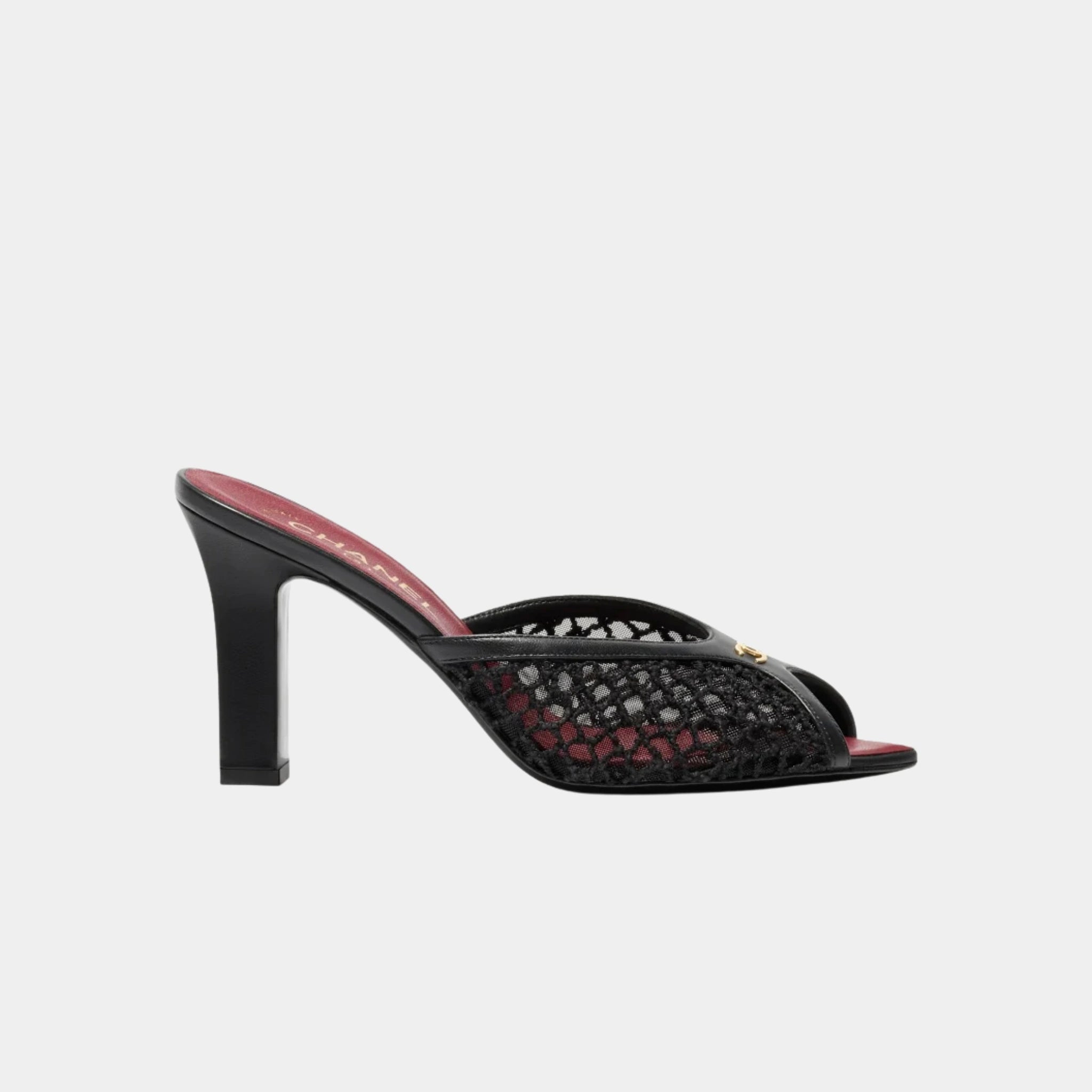 Chanel Mules in Black Mixed Fibers Cotton & Lambskin, Side