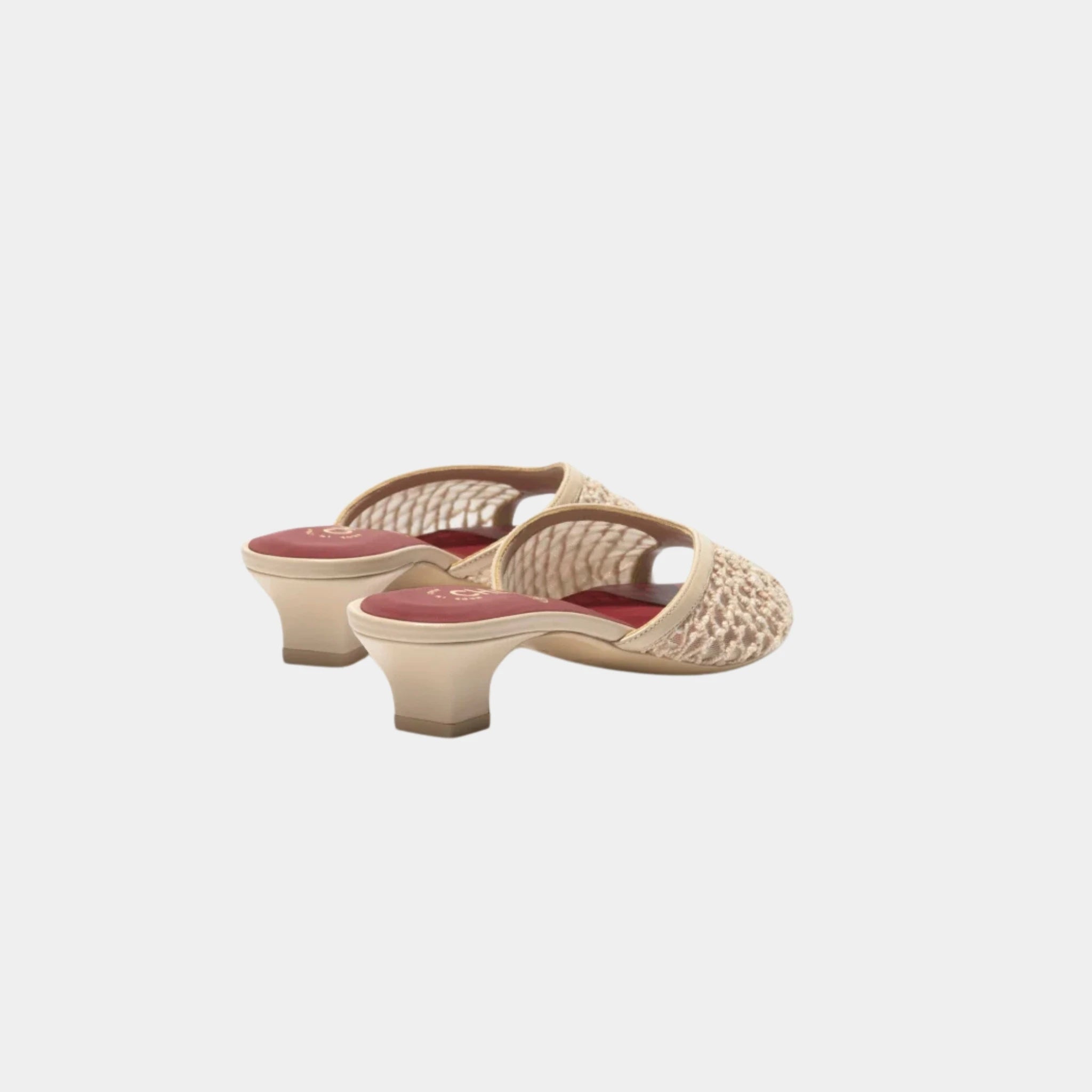 Chanel Mules in Mixed Fibers Cotton & Lambskin, Light Beige, Back