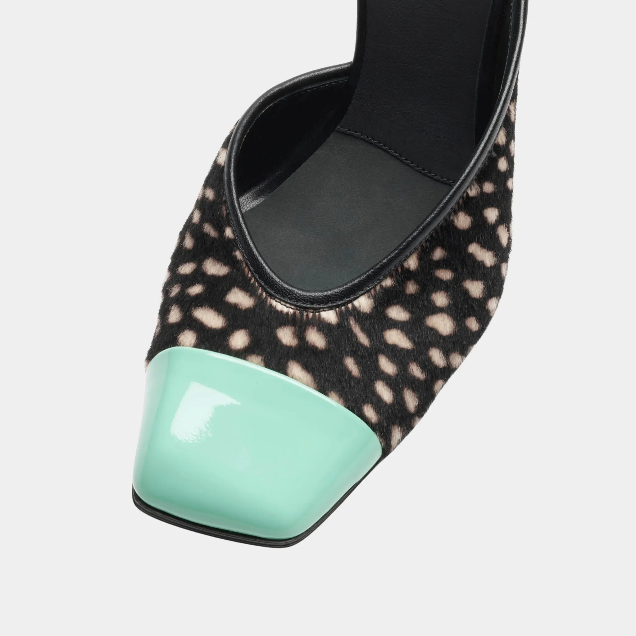 Chanel Mules in Lambskin & Patent Calfskin, Black, White, Green, Top