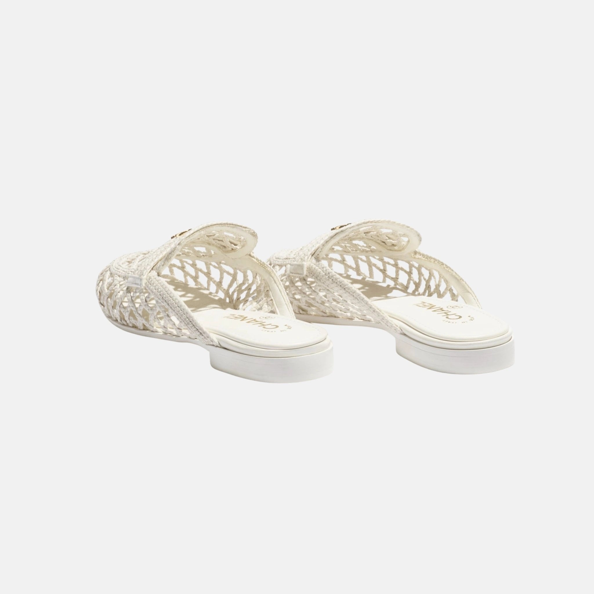 Chanel Mules in Lambskin, White, Back