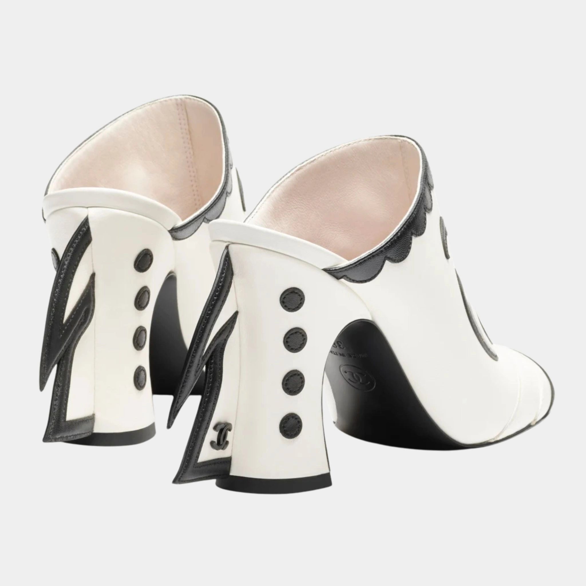 Chanel Mules Lambskin White & Black