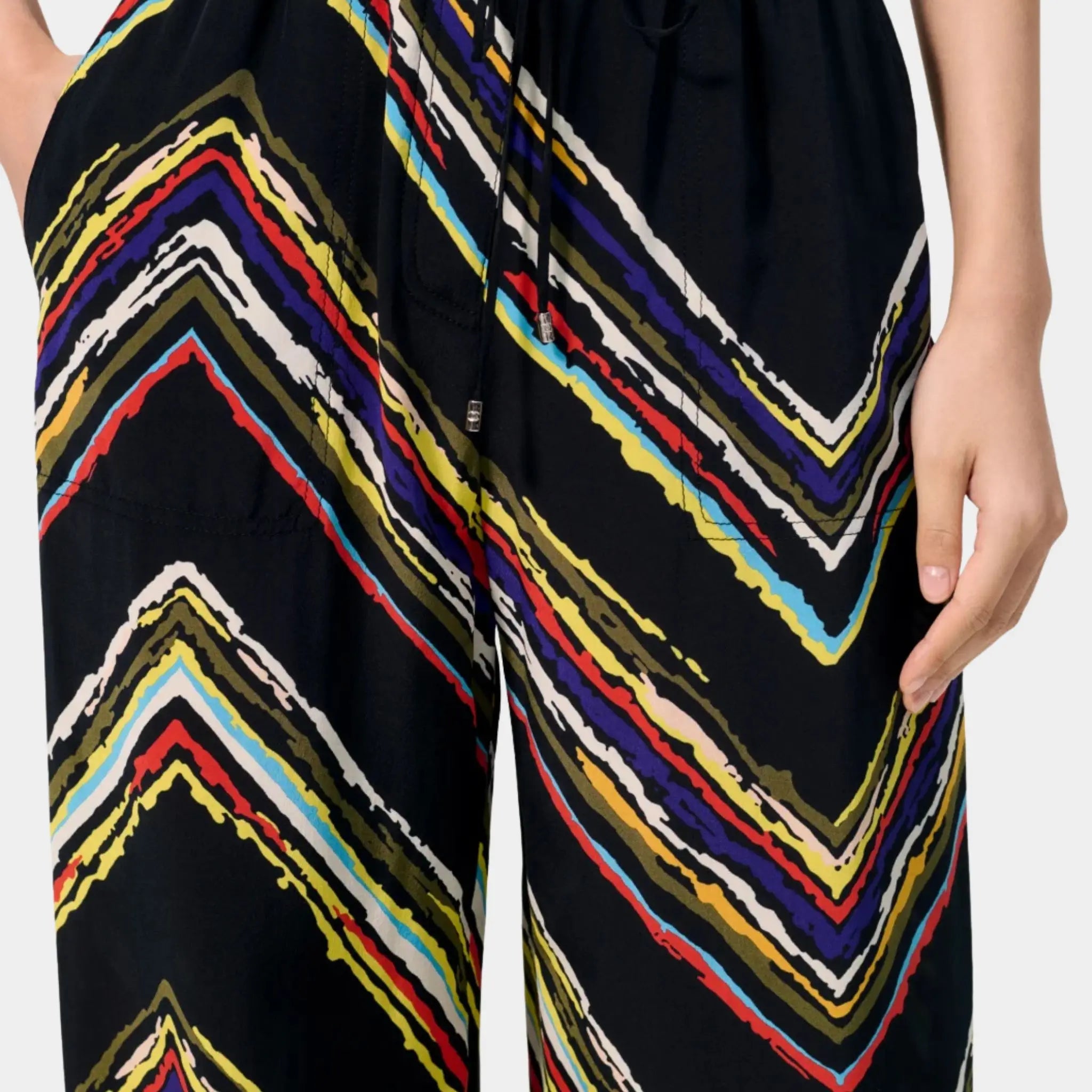 Chanel Pants Silk Black & Multicoloured