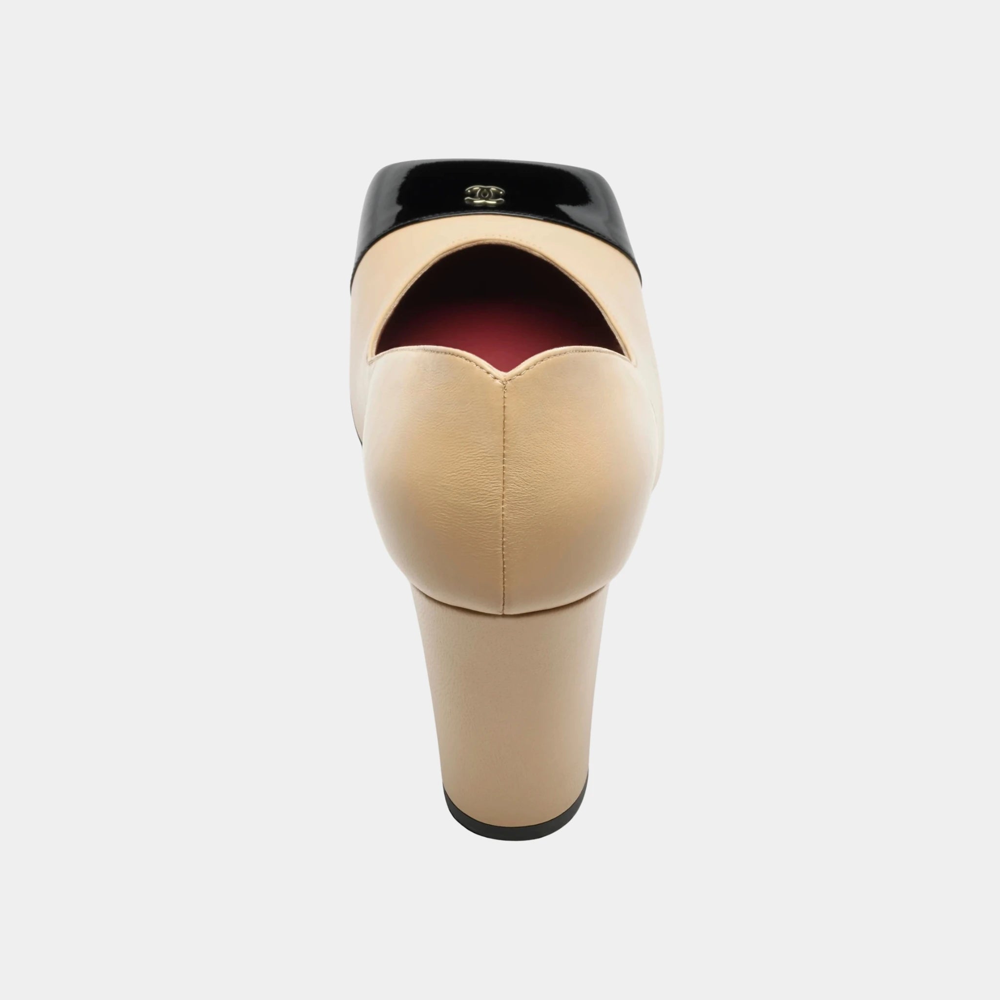 Chanel Pumps in Lambskin & Patent Calfskin, Beige, Black, Top