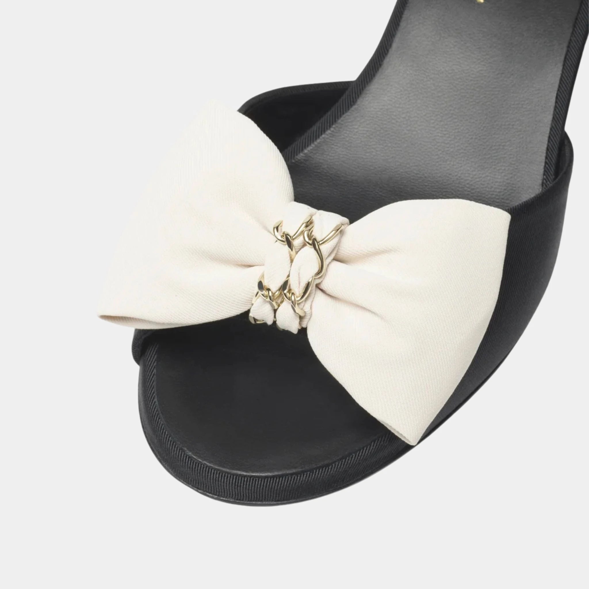 Chanel Sandals in Grosgrain, Black, Ivory, Top