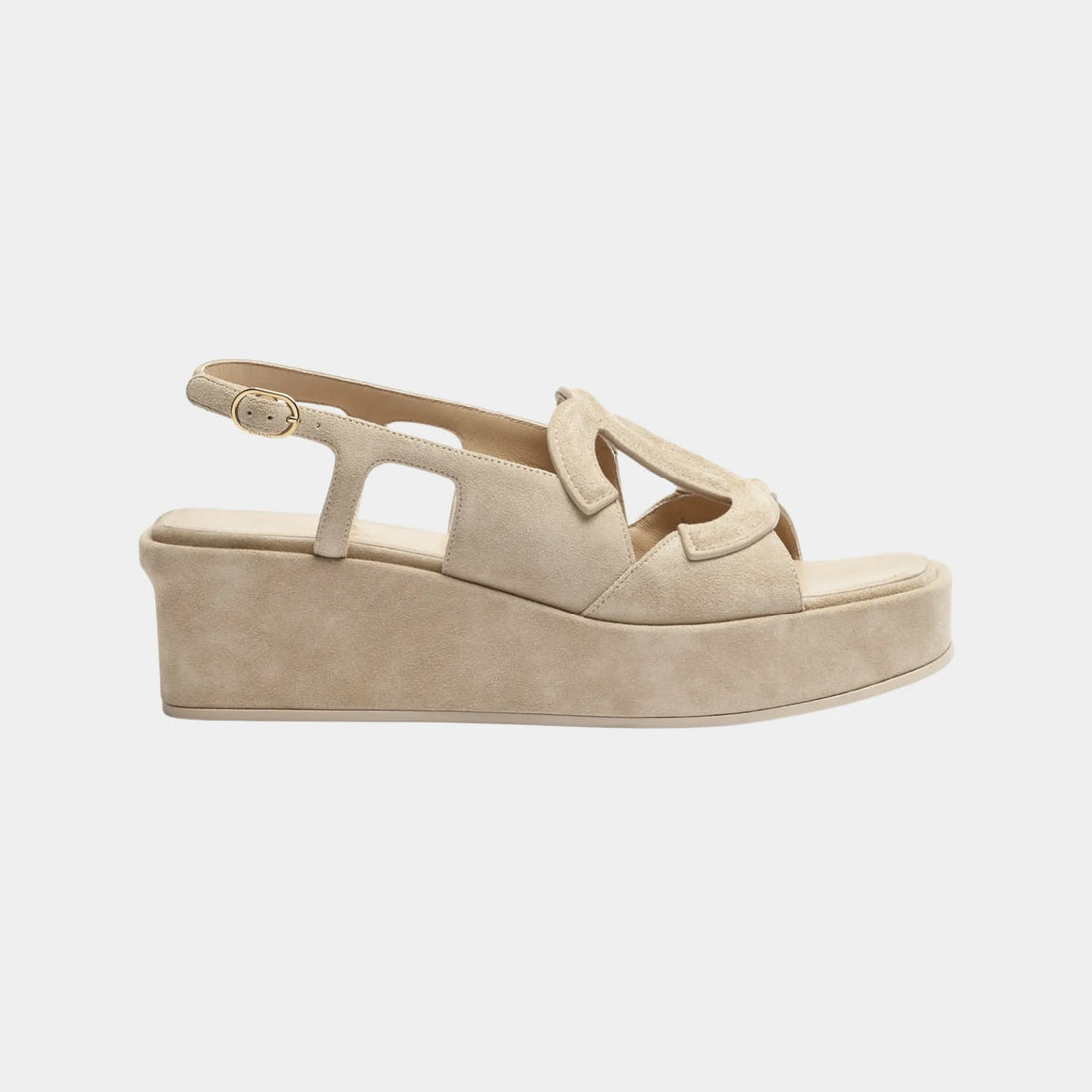 Chanel Sandals in Dark Beige Suede Calfskin, Side