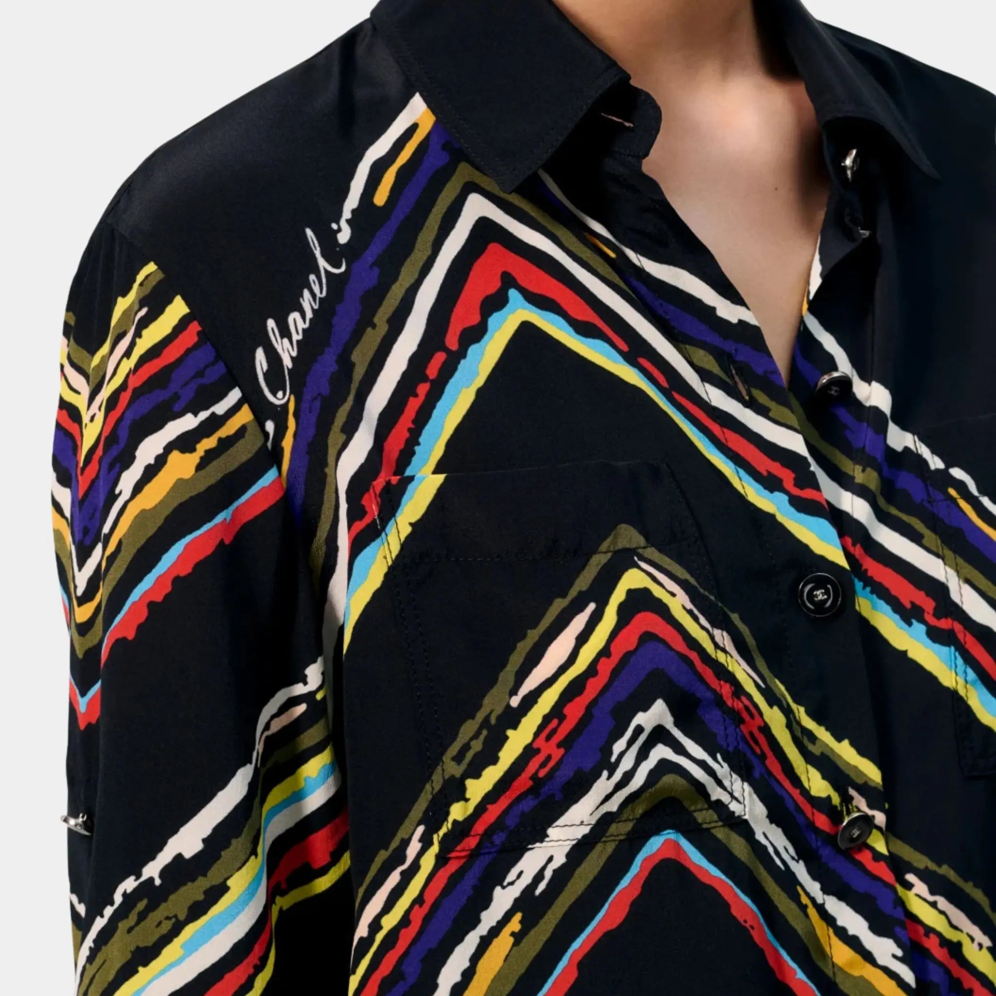 Chanel Shirt Silk Black & Multicoloured