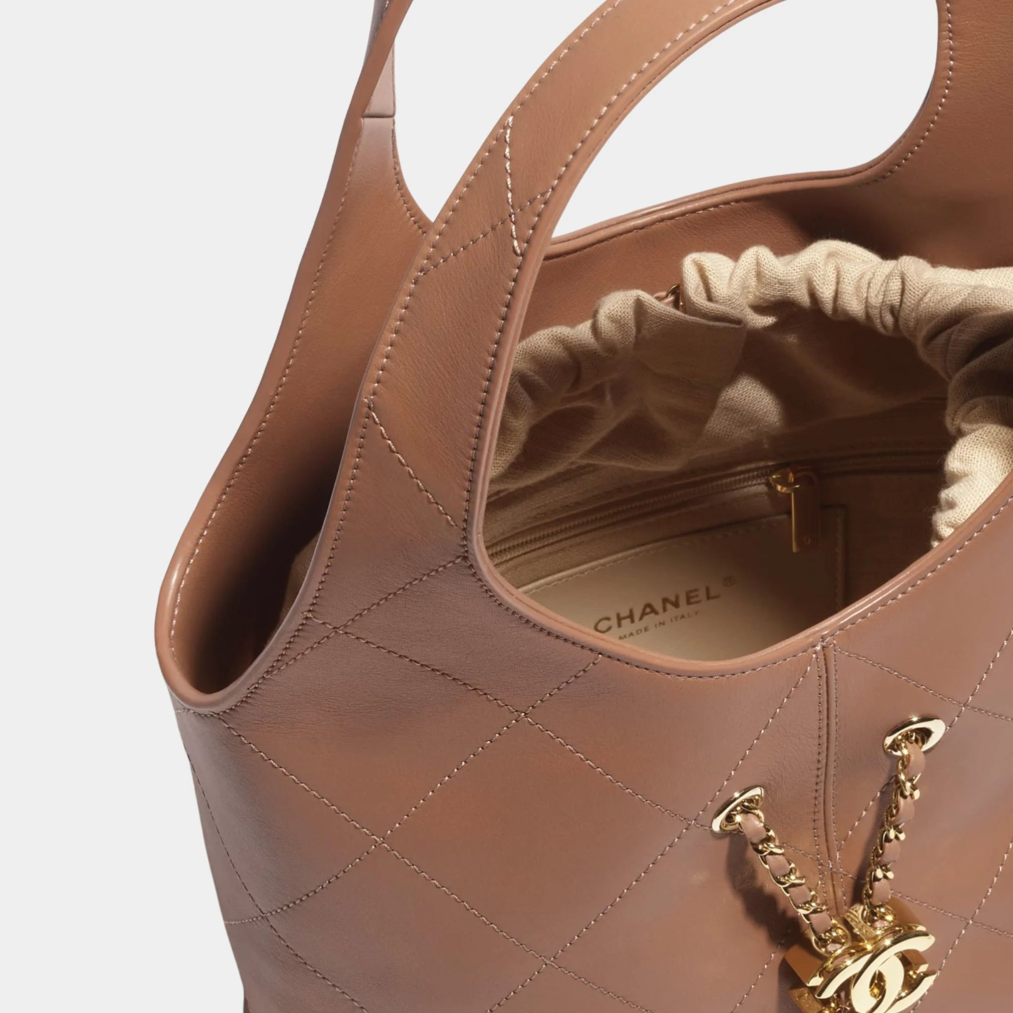 Chanel Maxi Hobo Bag Shiny Lambskin & Gold Tone Metal
