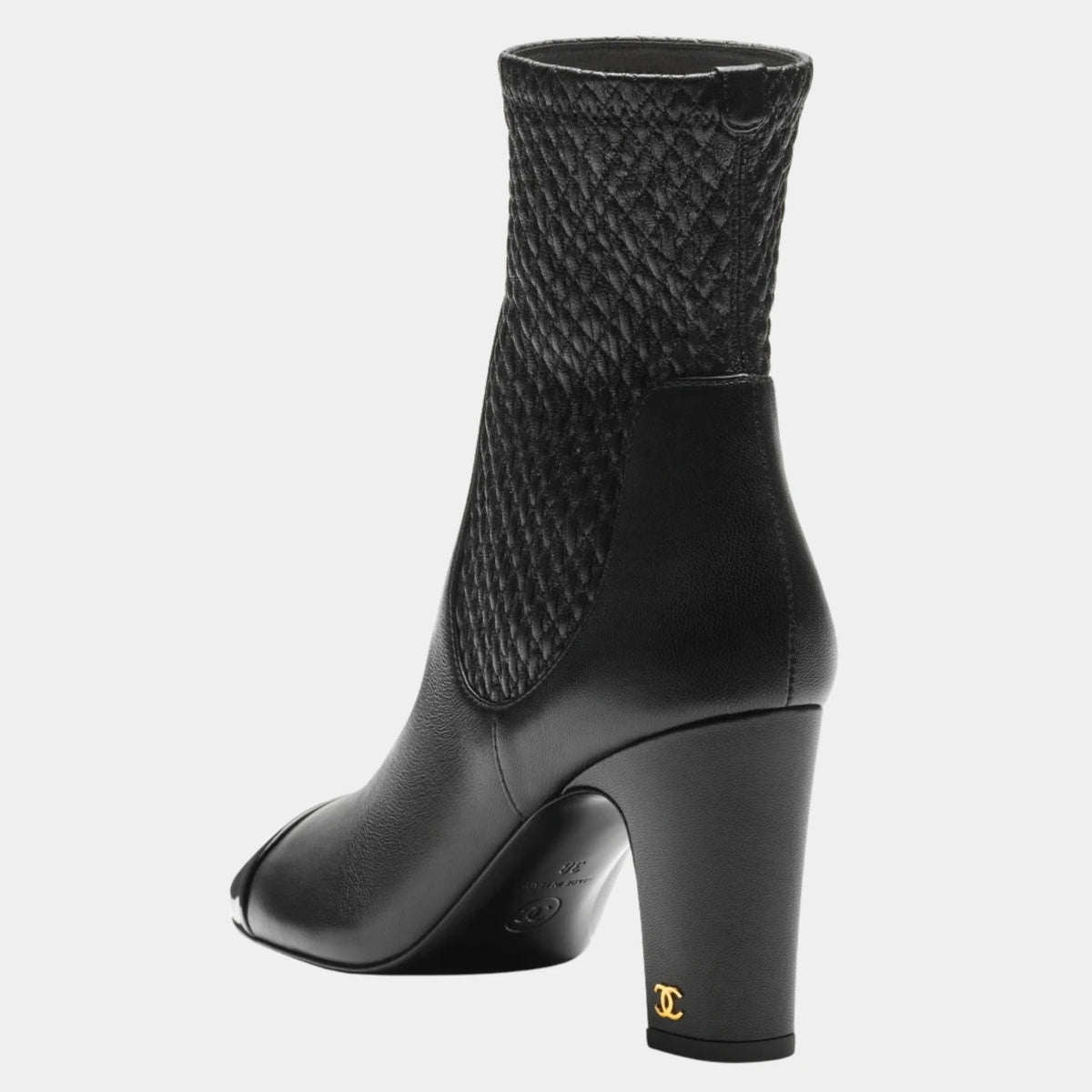 Short Boots Stretch Lambskin Lambskin & Patent Calfskin Black
