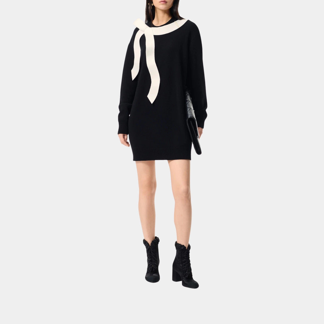 Chanel Short Dress in Cashmere, Black, Ecru, Front