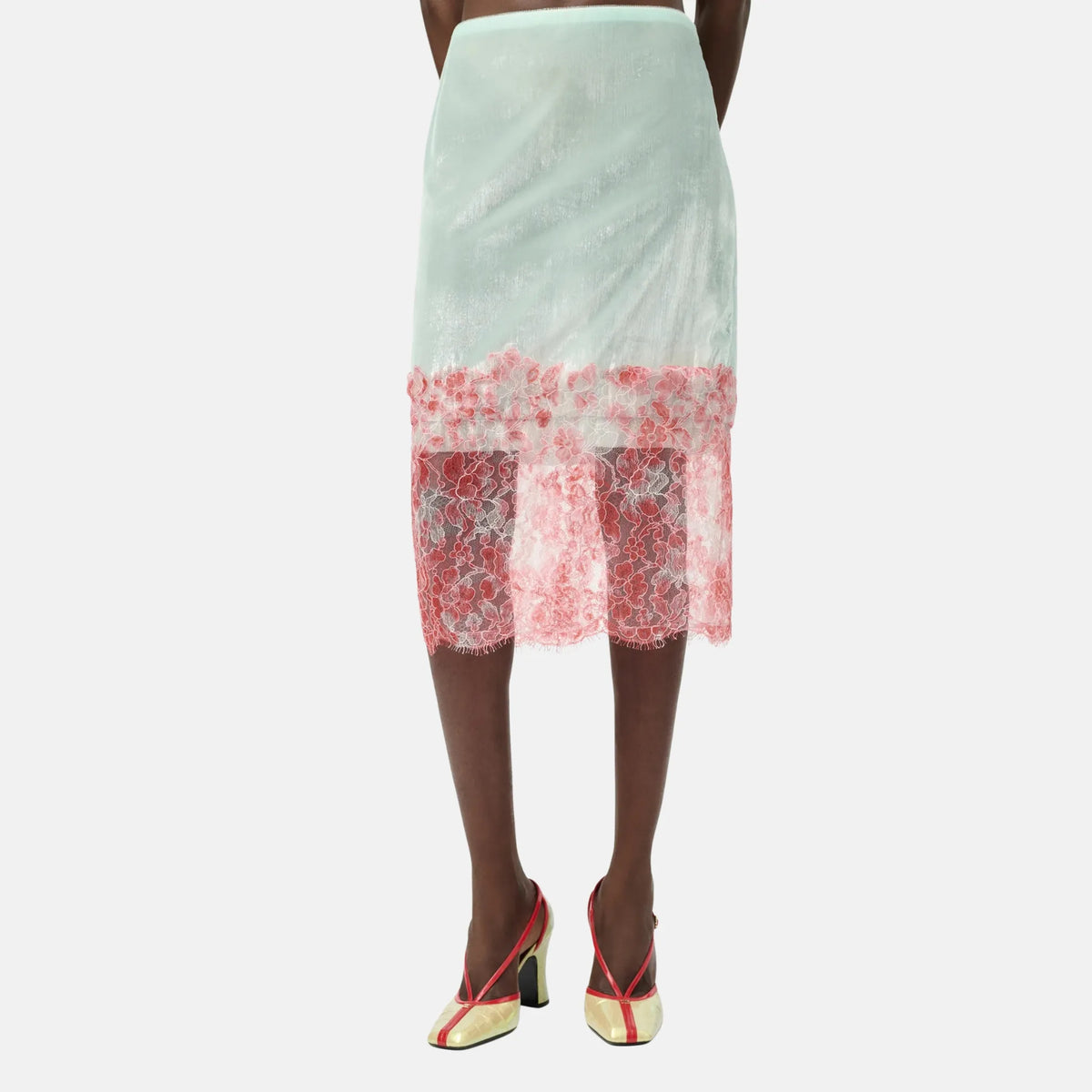 Chanel Skirt Cotton Lurex Mixed Fibers in Jade Green
