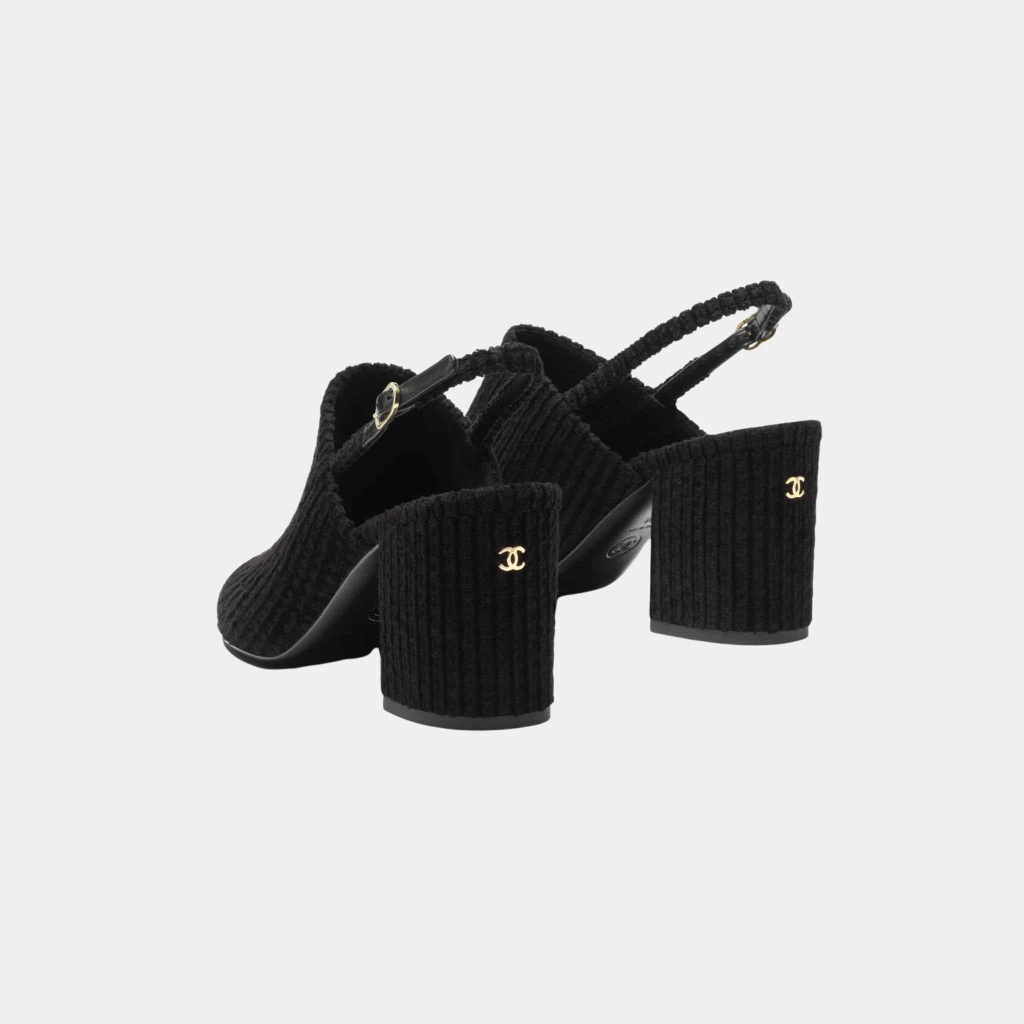 Chanel Slingbacks Corduroy & Grosgrain, Black, Back