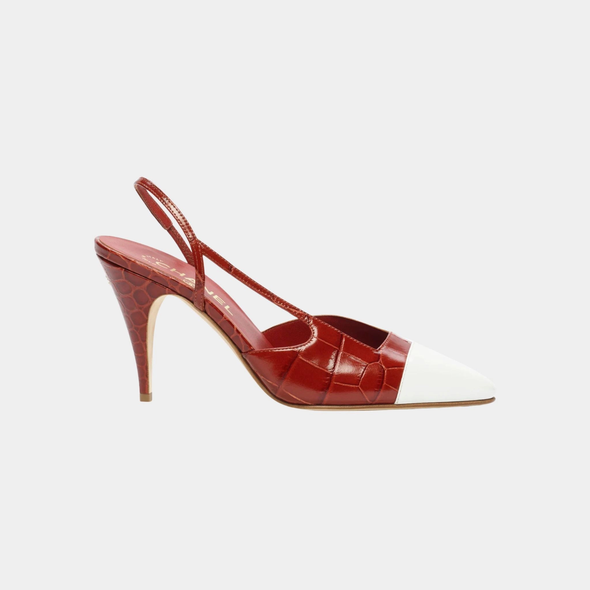 Chanel Slingbacks Crocodile Embossed Calfskin & Patent Calfskin